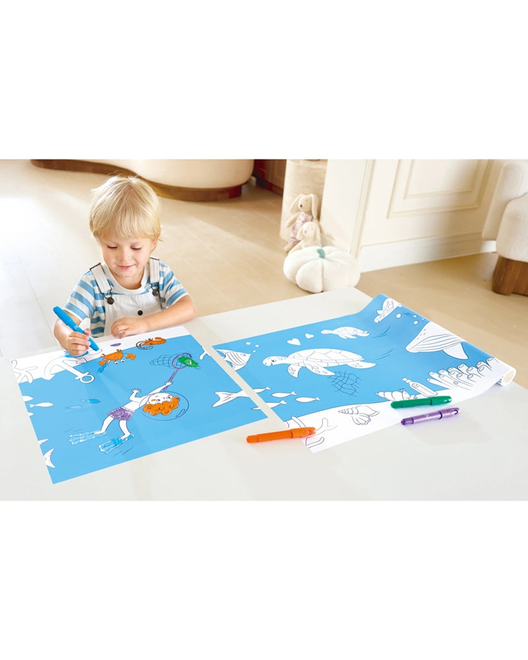 4 Hape Ocean Paper Roll 5+ Metres Self Adhesive With 4 Crayons For Kids - Pattern, 4 of 4