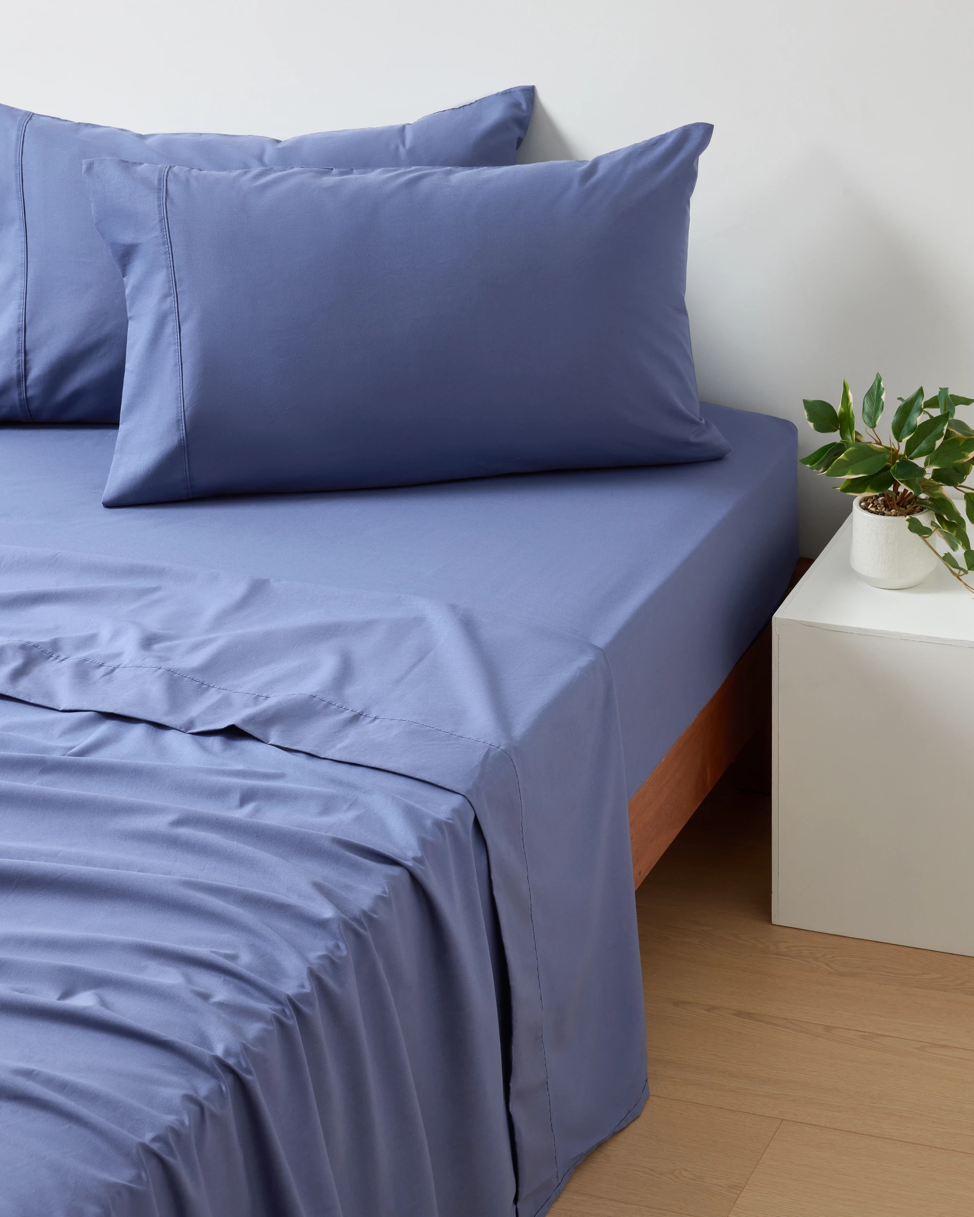 1 180 Thread Count Sheet Set - Double Bed, Mid Blue, 1 of 7