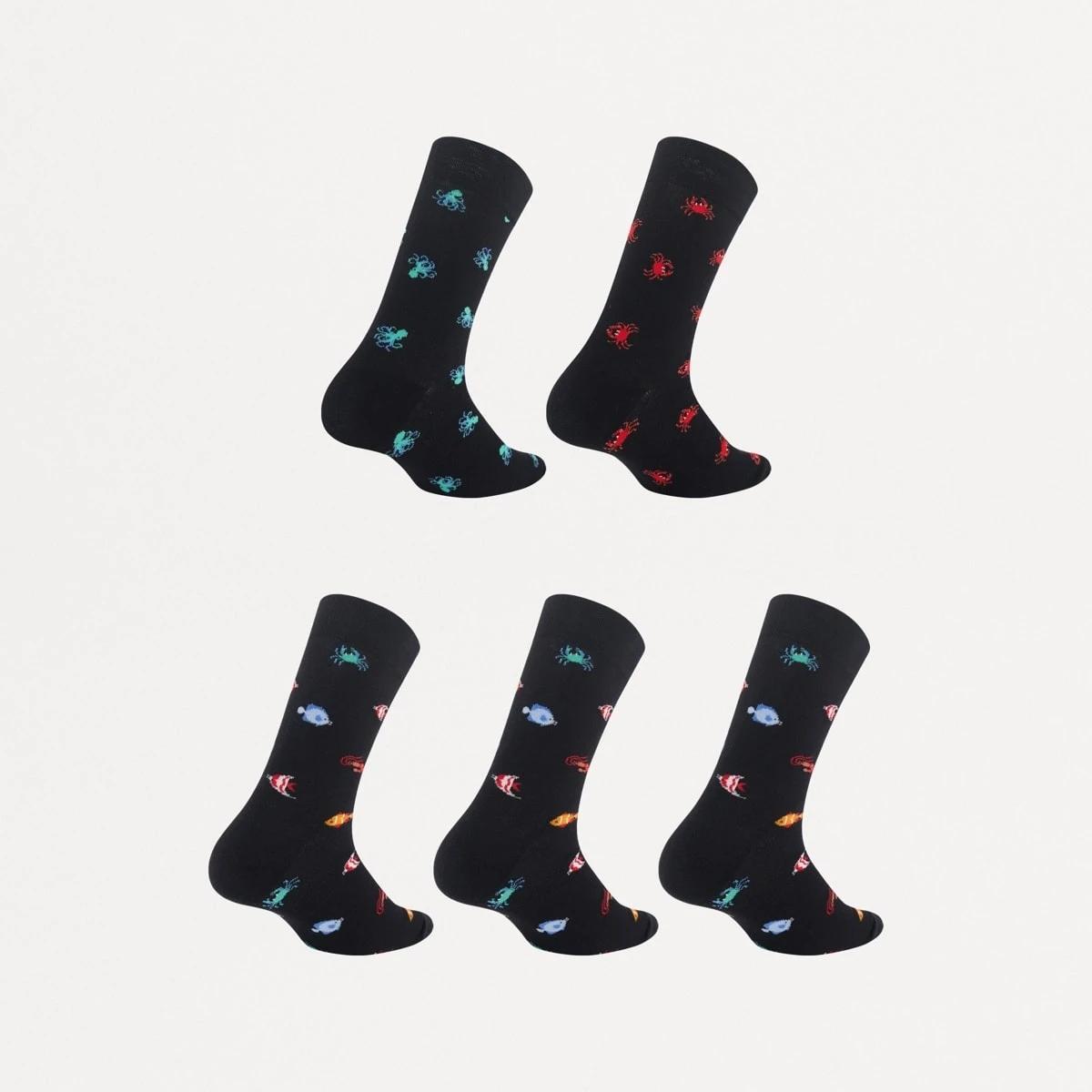 2 5 Pack Pattern Socks Mini Sea, 2 of 3