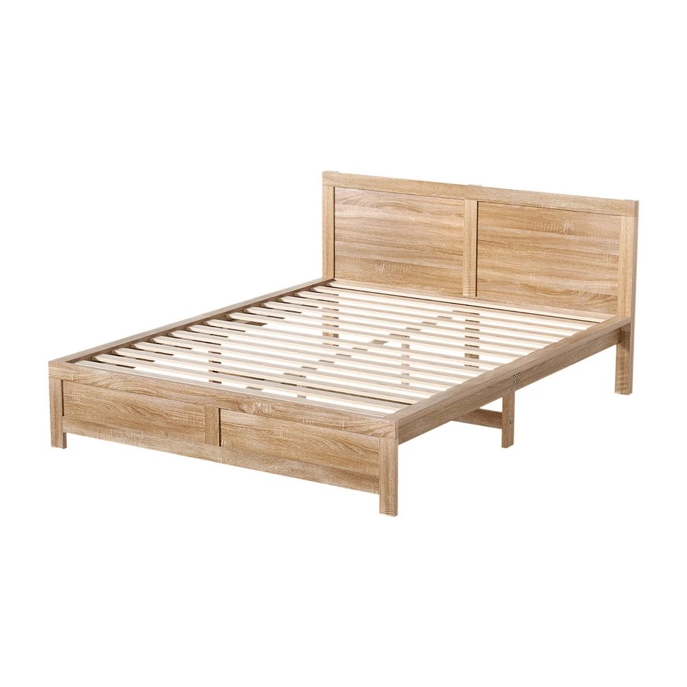 1 Artiss Bed Frame Double Size Wooden OATMEAL - Natural, 1 of 7