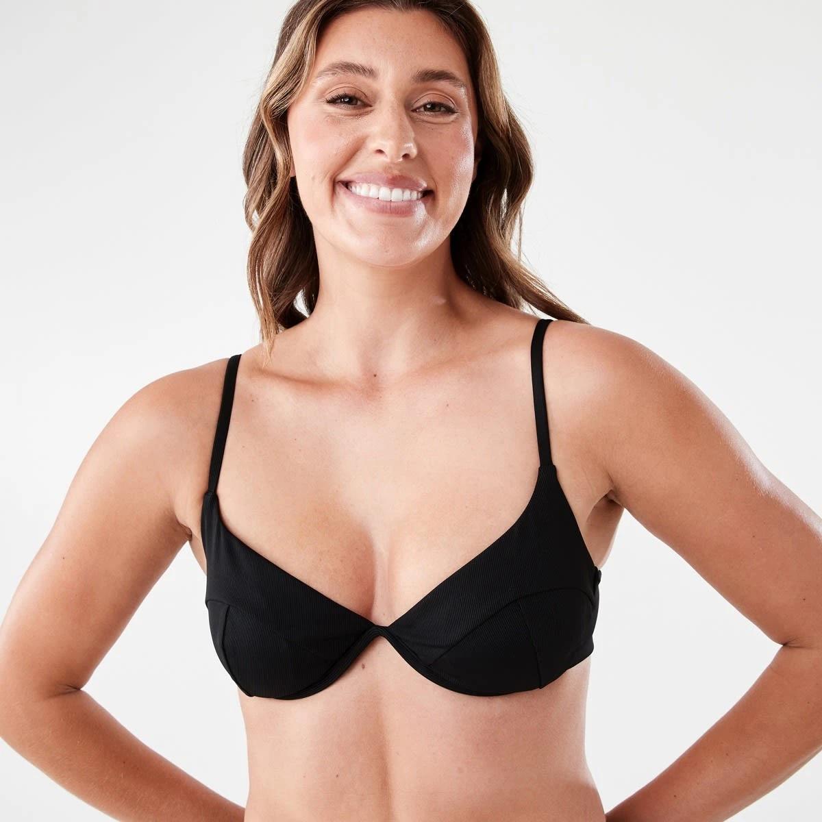 4 Underwire Balconette Ribbed Bra BLACK, 4 of 7