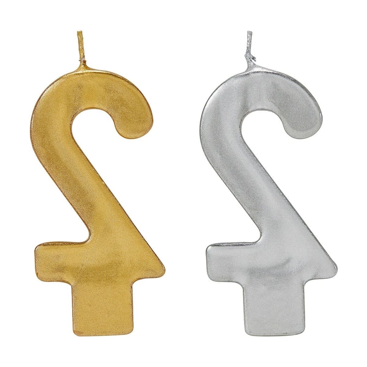 3 Metallic Candle Number 2 - Assorted, 3 of 6