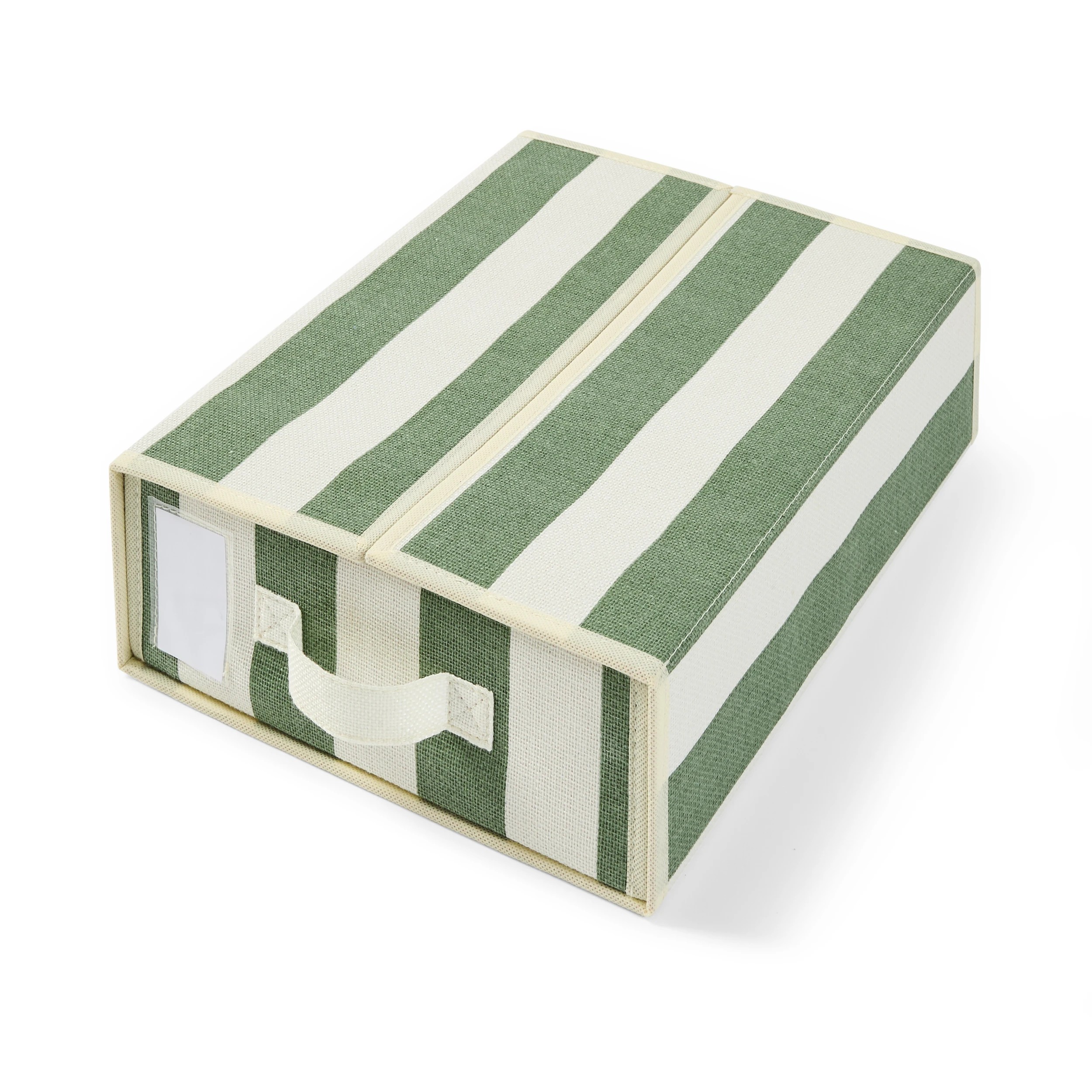 5 Linen Look Bed Linen Box - Green Stripe, 5 of 10