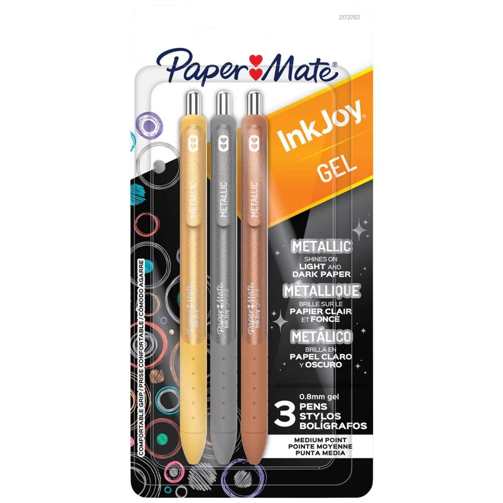 1 Paper Mate InkJoy Metallic Gel Pens 0.8mm Assorted 3 Pack, 1 of 1