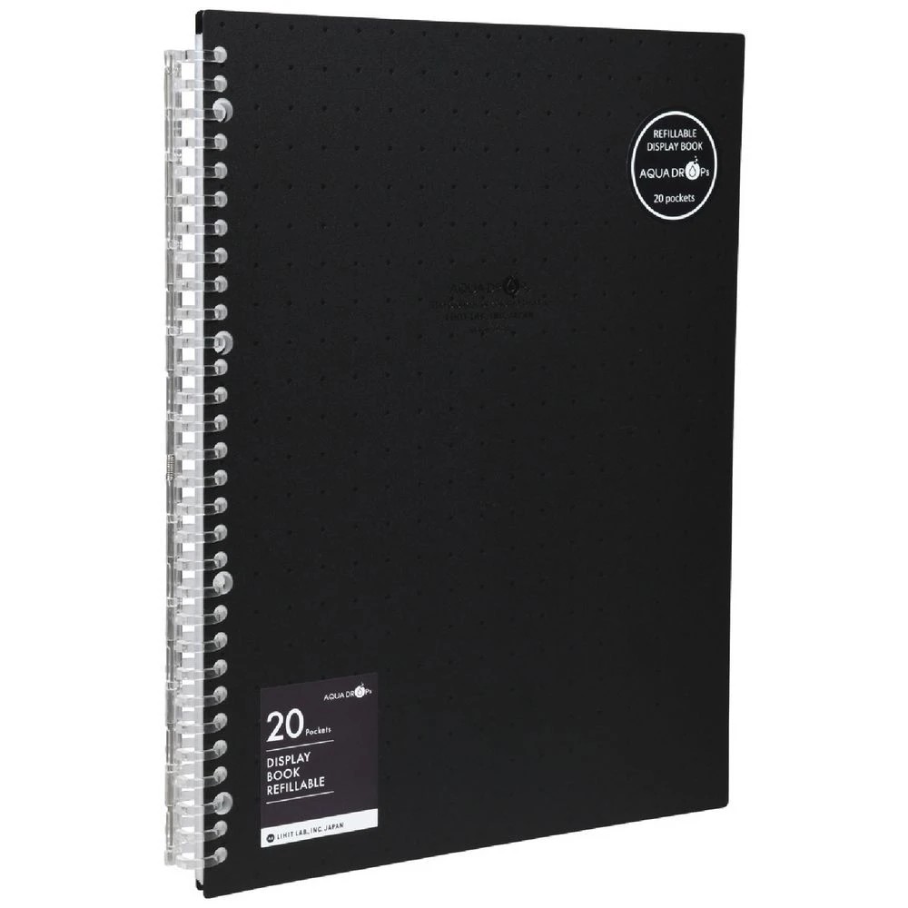 1 Aqua Drops A4 Refillable Display Book 20 Sheets Black, 1 of 4