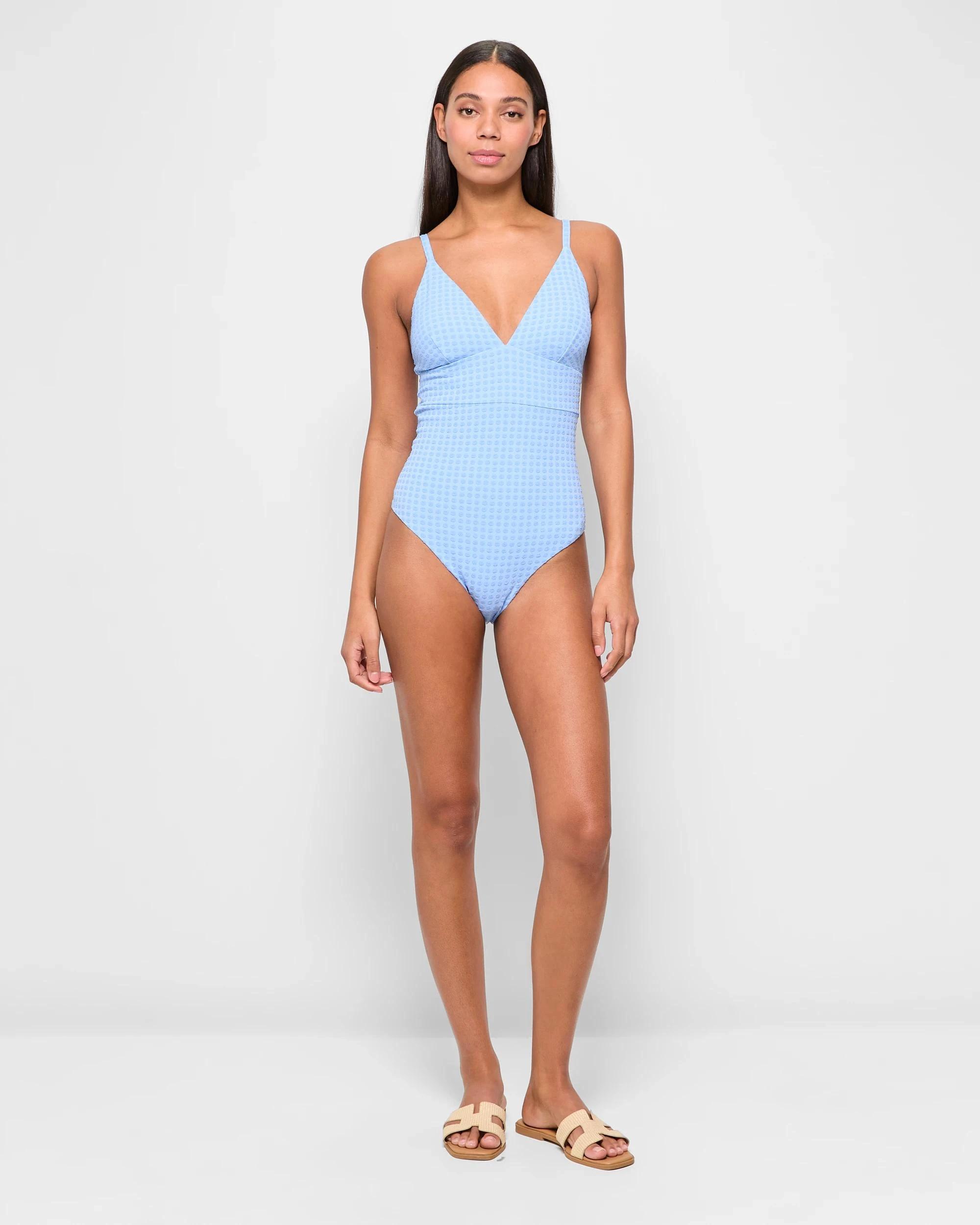 2 Target V-Front Textured One Piece Bathers - Shape Your Body PERIWINKLE SPOT, 2 of 9
