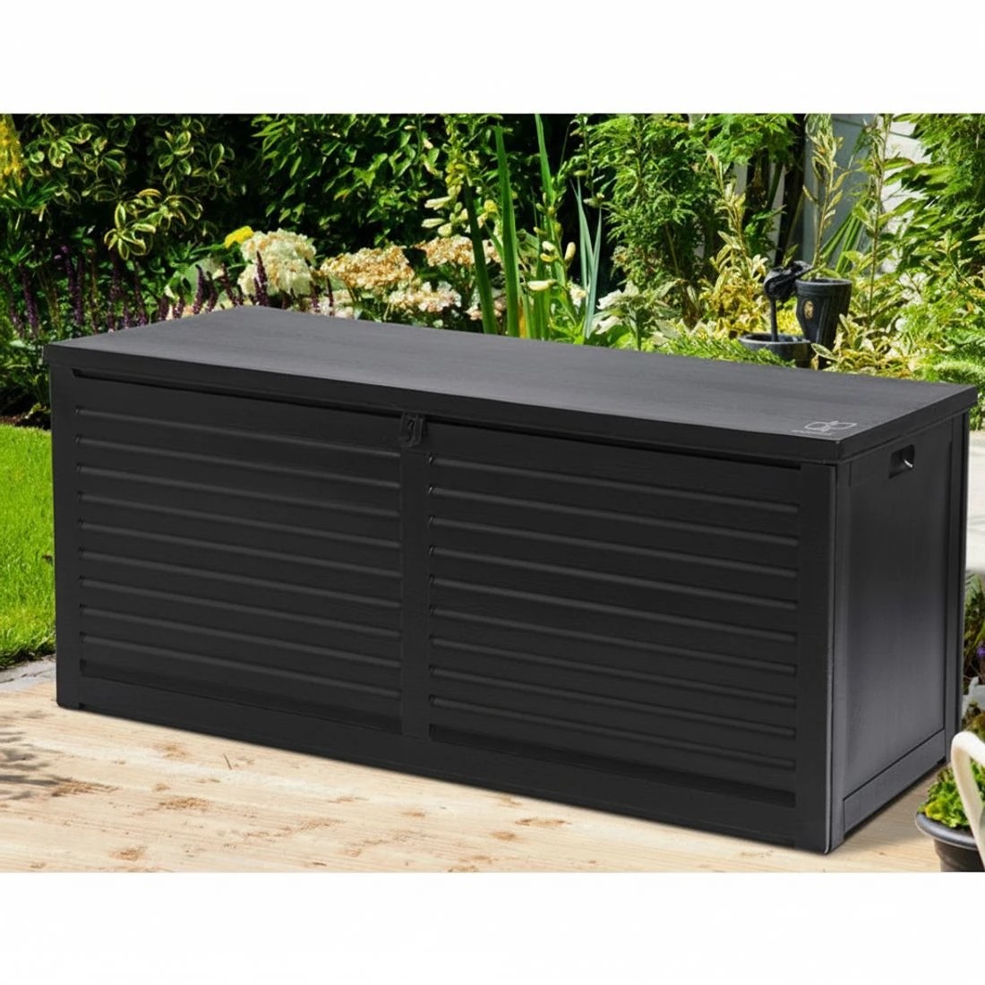 8 Gardeon Outdoor Storage Box 490L Container Lockable Garden Bench Shed Tools Toy - Black, 8 of 8