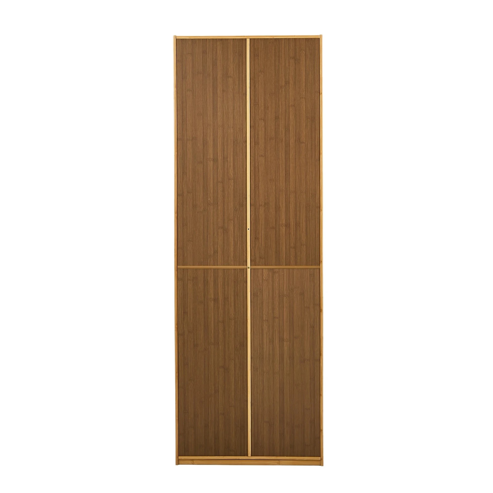 8 Oikiture Bamboo Wardrobe 4 Doors Clothes Storage Cabinet Hanging Rod - Brown, 8 of 9