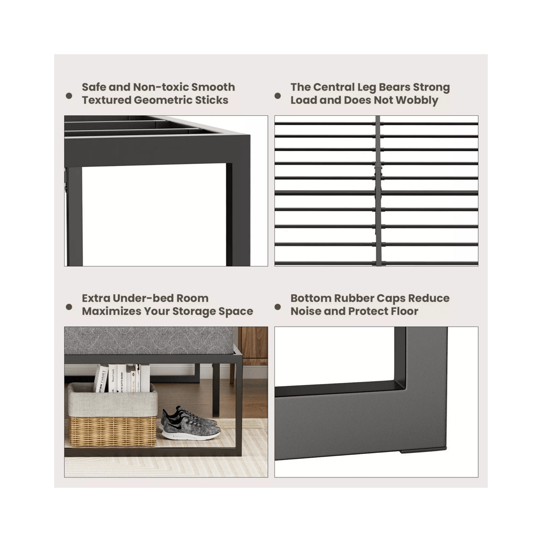 8 Advwin Double Metal Bed Frame Black, 8 of 8