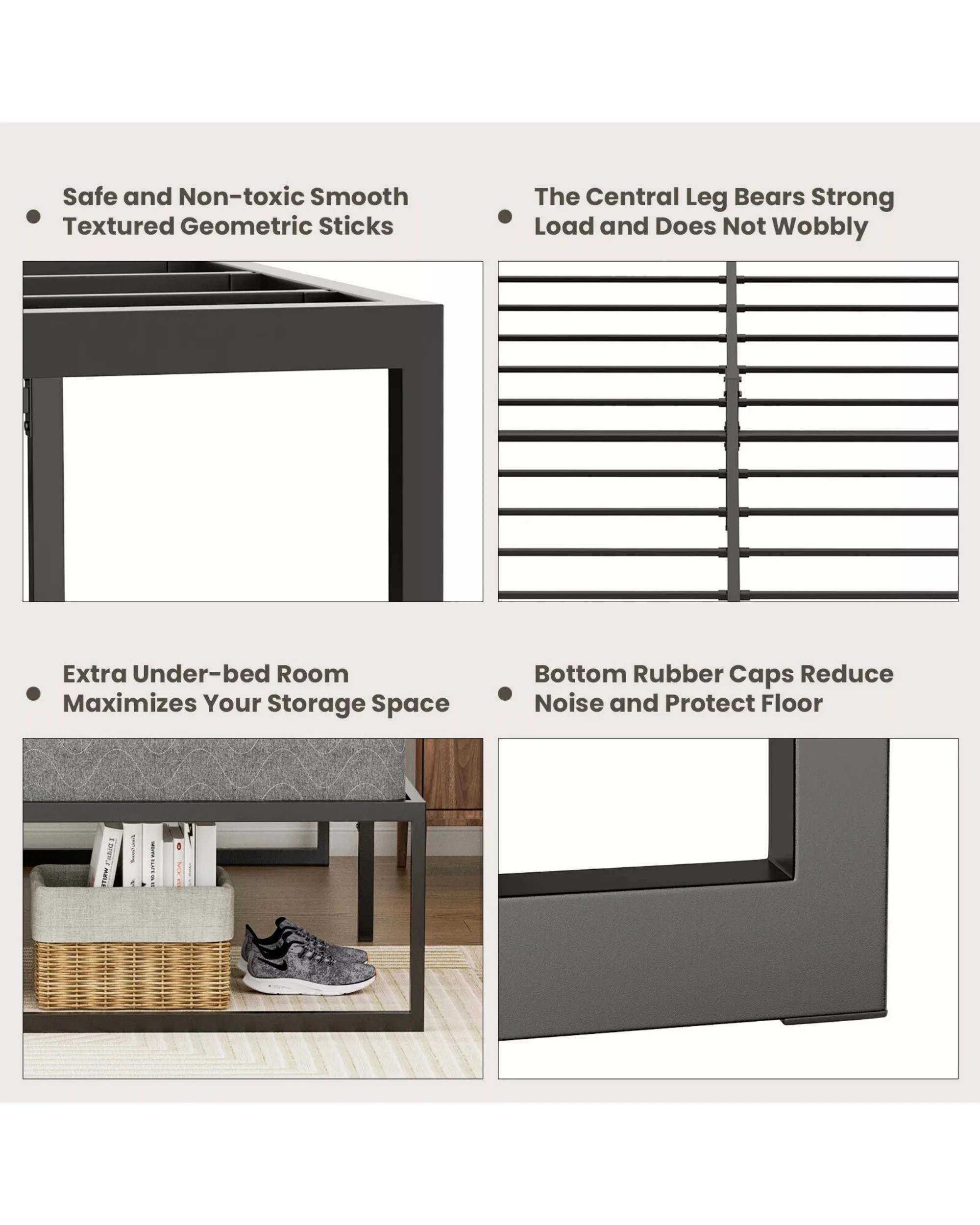 8 Advwin Double Metal Bed Frame Black, 8 of 8