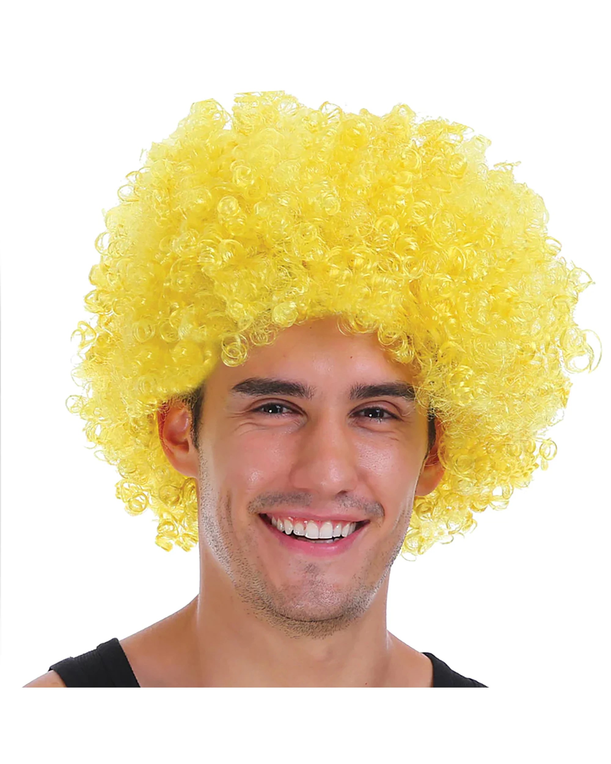 1 Partyrama Adult Curly Wig - ONE SIZE - Yellow, 1 of 1