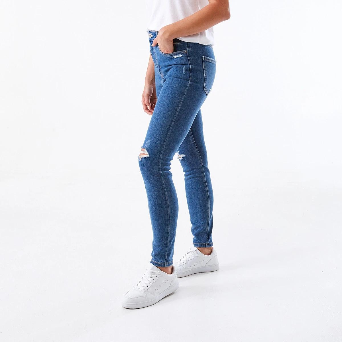 2 Distressed Skinny Jeans Mid Wash, 2 of 6