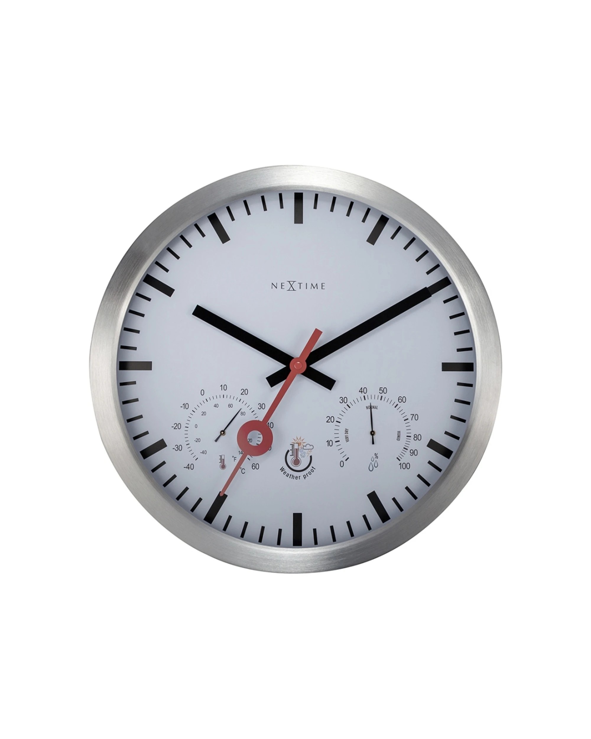 1 NexTime Outdoor Wall Clock Multi Functional Weather Display 35cm - White, 1 of 5