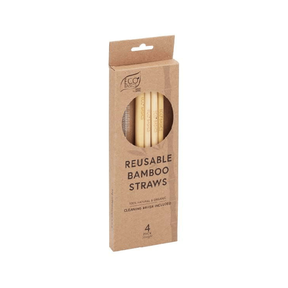 2 4pk Eco Basics 23cm Reusable Bamboo Drinking Beverage Straws Straight Washable
 - Natural, 2 of 5