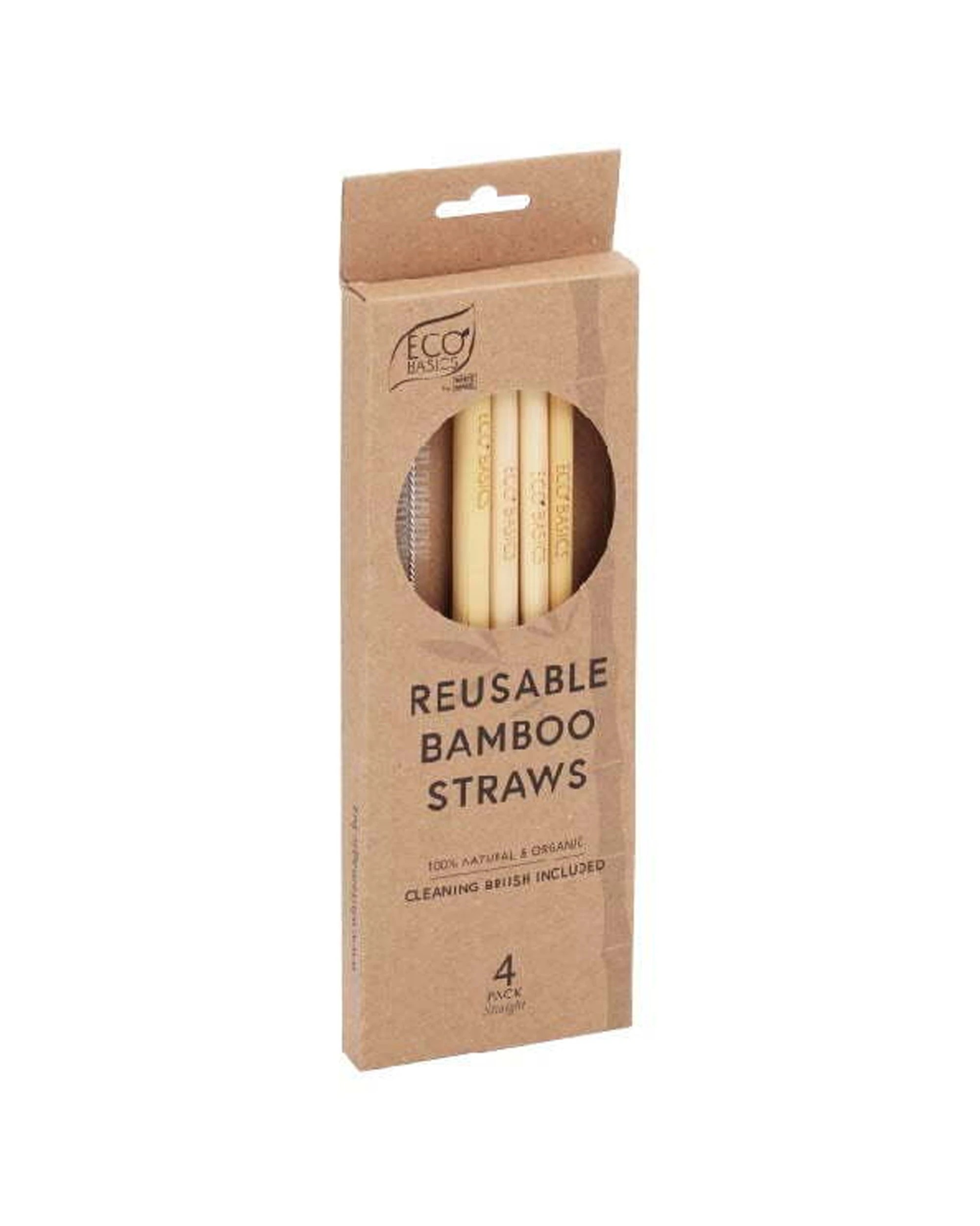 2 4pk Eco Basics 23cm Reusable Bamboo Drinking Beverage Straws Straight Washable
 - Natural, 2 of 5