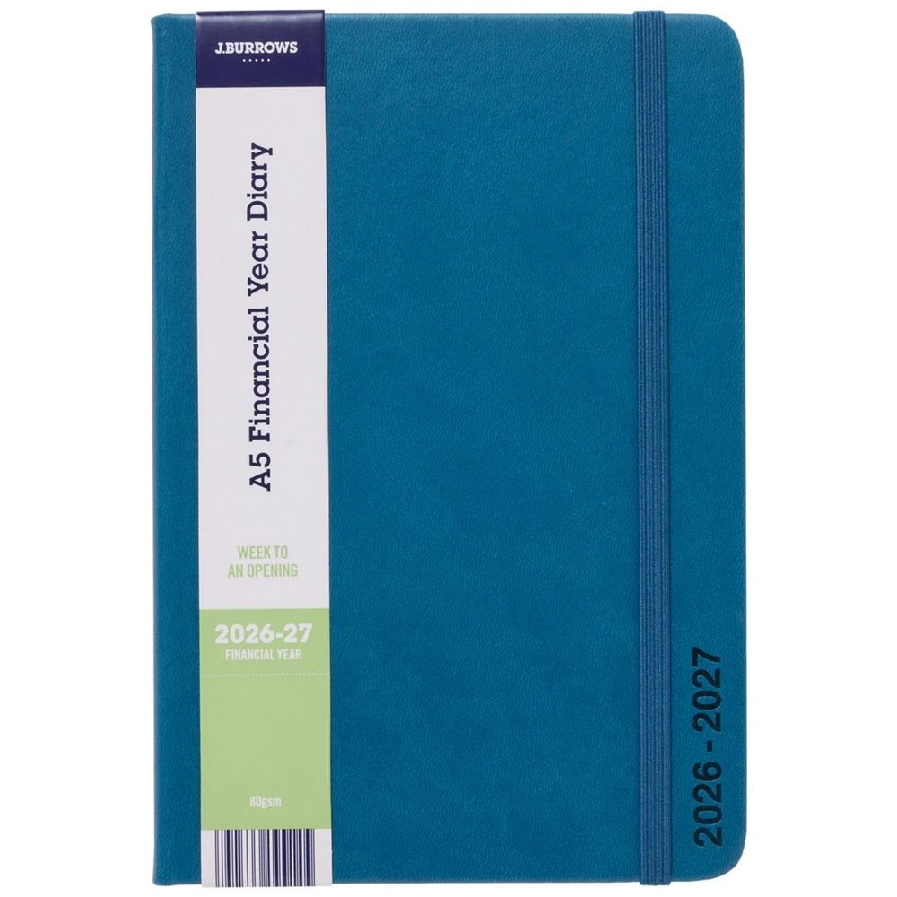 1 J.Burrows A5 Week to View PU FY26/27 Diary Blue, 1 of 6