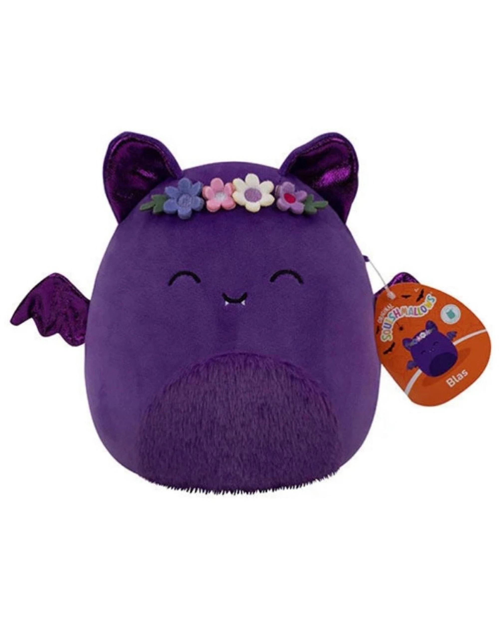 1 Squishmallows Halloween Blas the Purple Bat with Flower Crown 7.5 inch Plush, 1 of 3