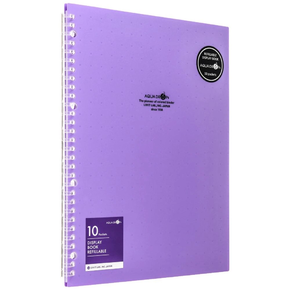 1 Aqua Drops Refillable Display Book A4 10 Pockets Vivid Purple, 1 of 4