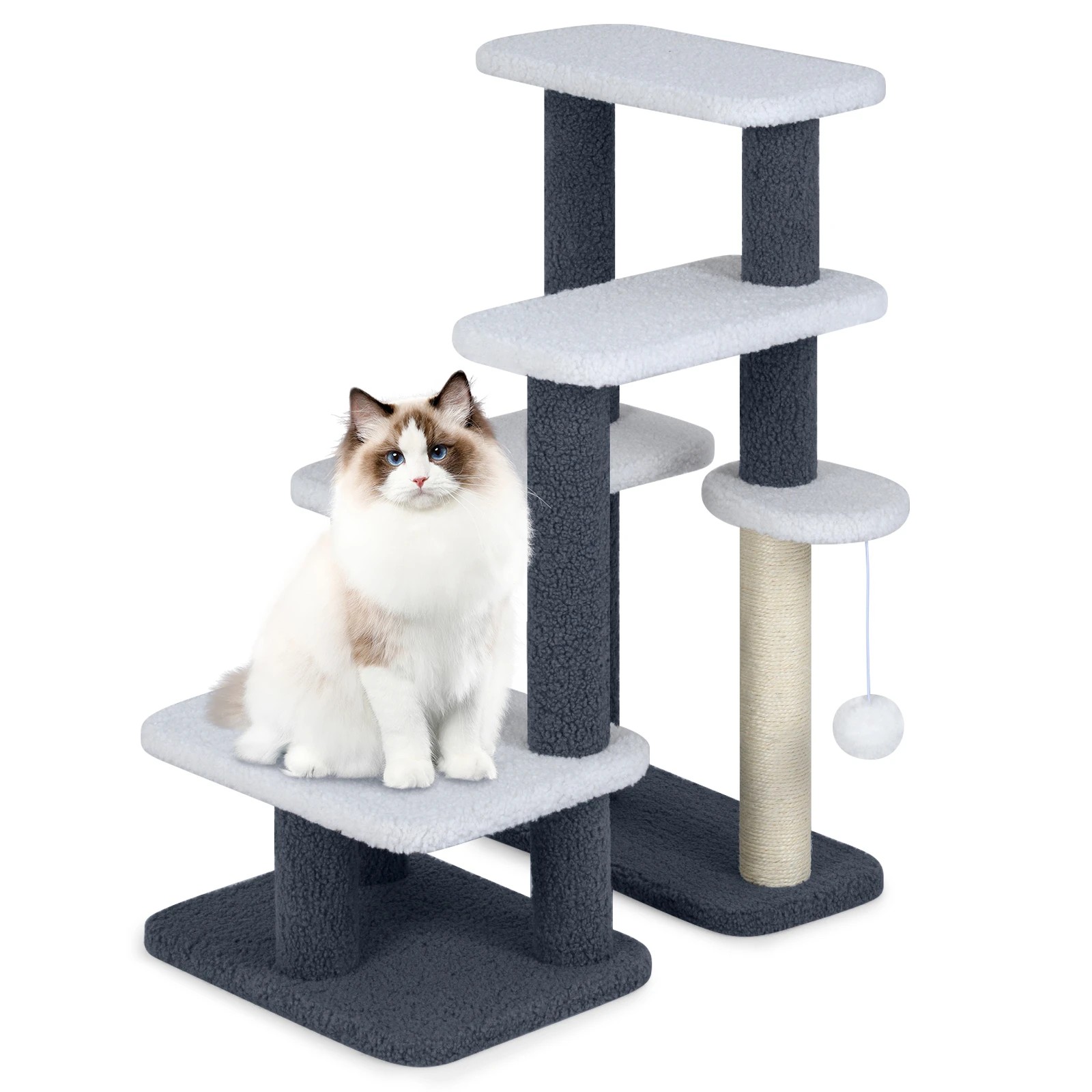 6 Costway Cat Tree Tower Pet Step w/Sisal Scratching Post Pet Climbing Furniture, 6 of 6