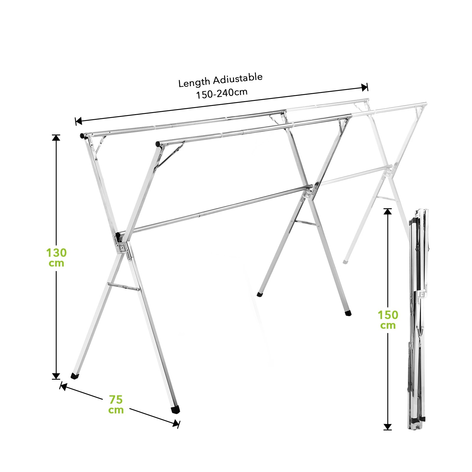 1 LUXSUITE Clothes Drying Airer Stainless Steel Garment Rack Laundry, 1 of 5