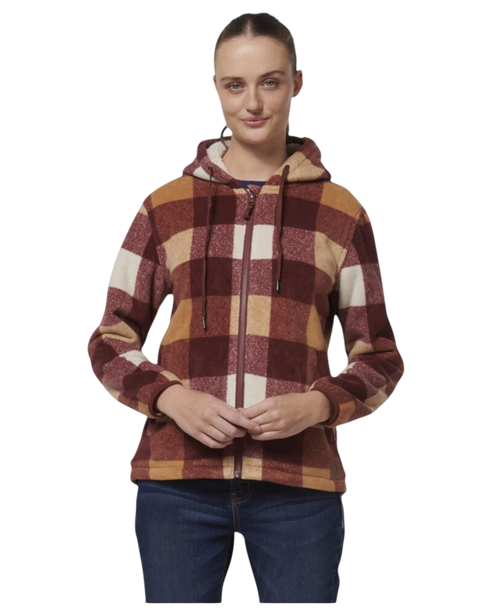 4 Hard Yakka Womens Check Zoodie Fleece Zip Up Hoodie Autumn AUTUMN, 4 of 10