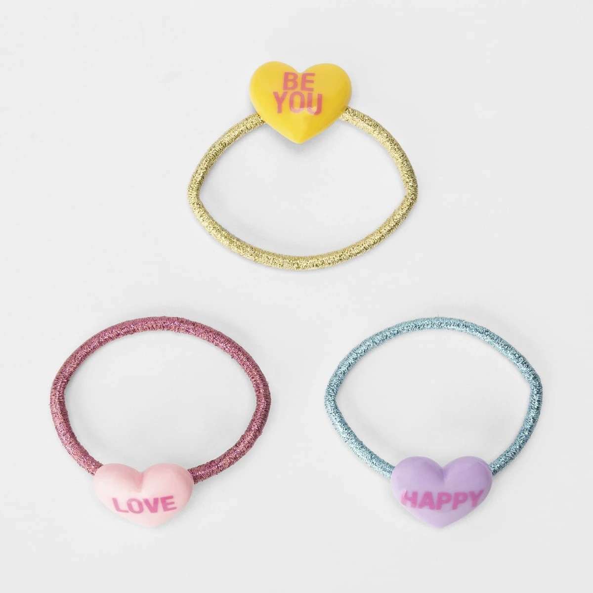 1 3 Pack Enamel Hair Ties - Slogan, 1 of 4
