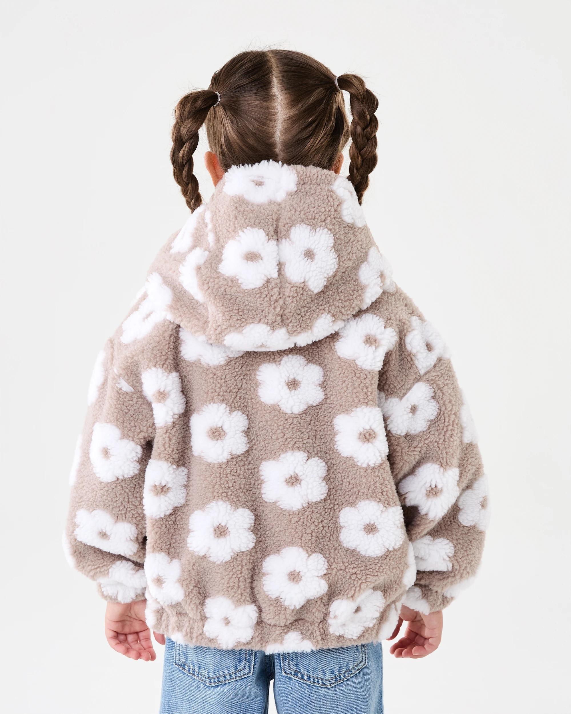 3 Sherpa Lined Zip Through Hoodie Brwn Florl, 3 of 10