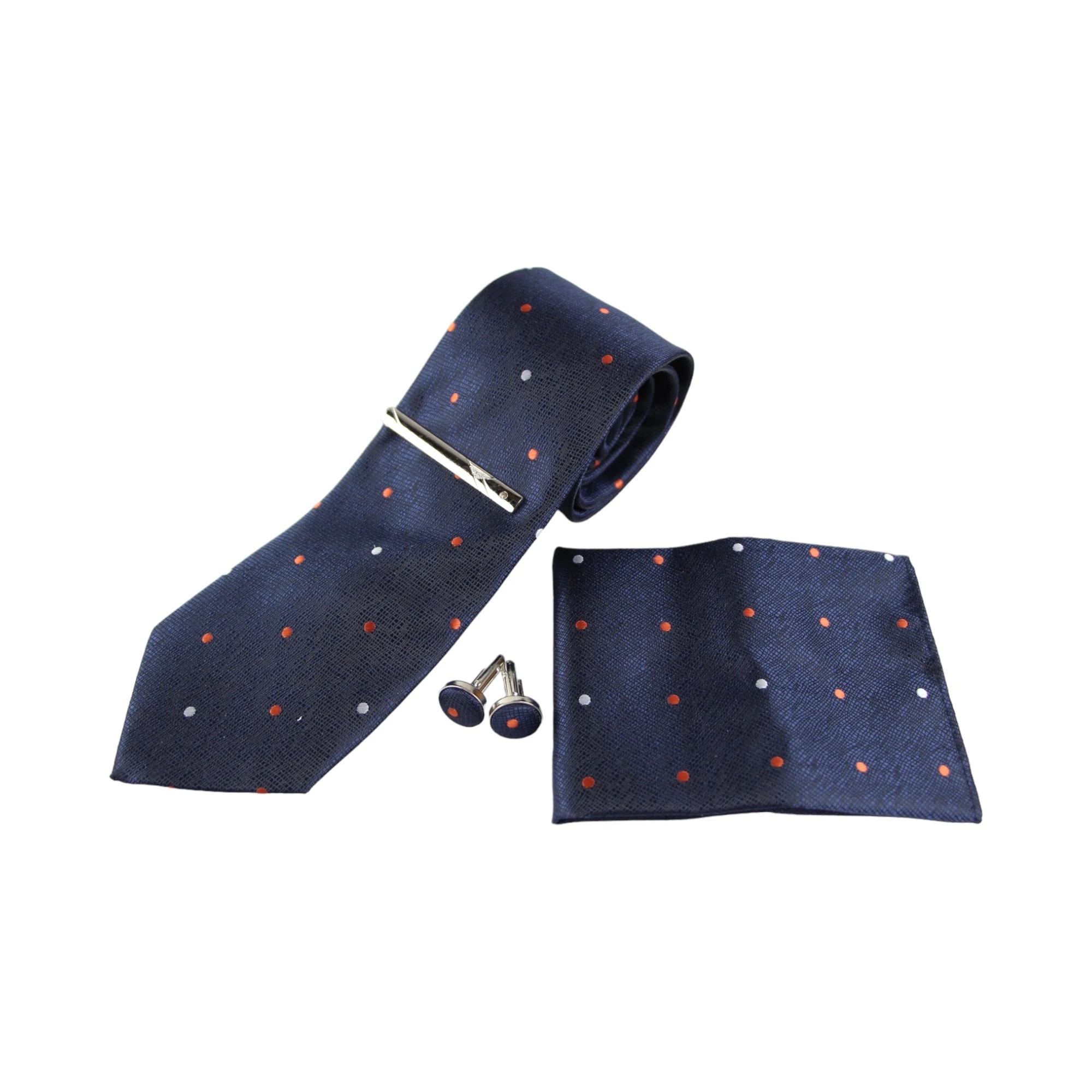 2 Zasel Mens Textured Multi Polka Dot Matching Neck Tie, Pocket Square, Cuff Links And Tie Clip Set - Multi - Multi, 2 of 3