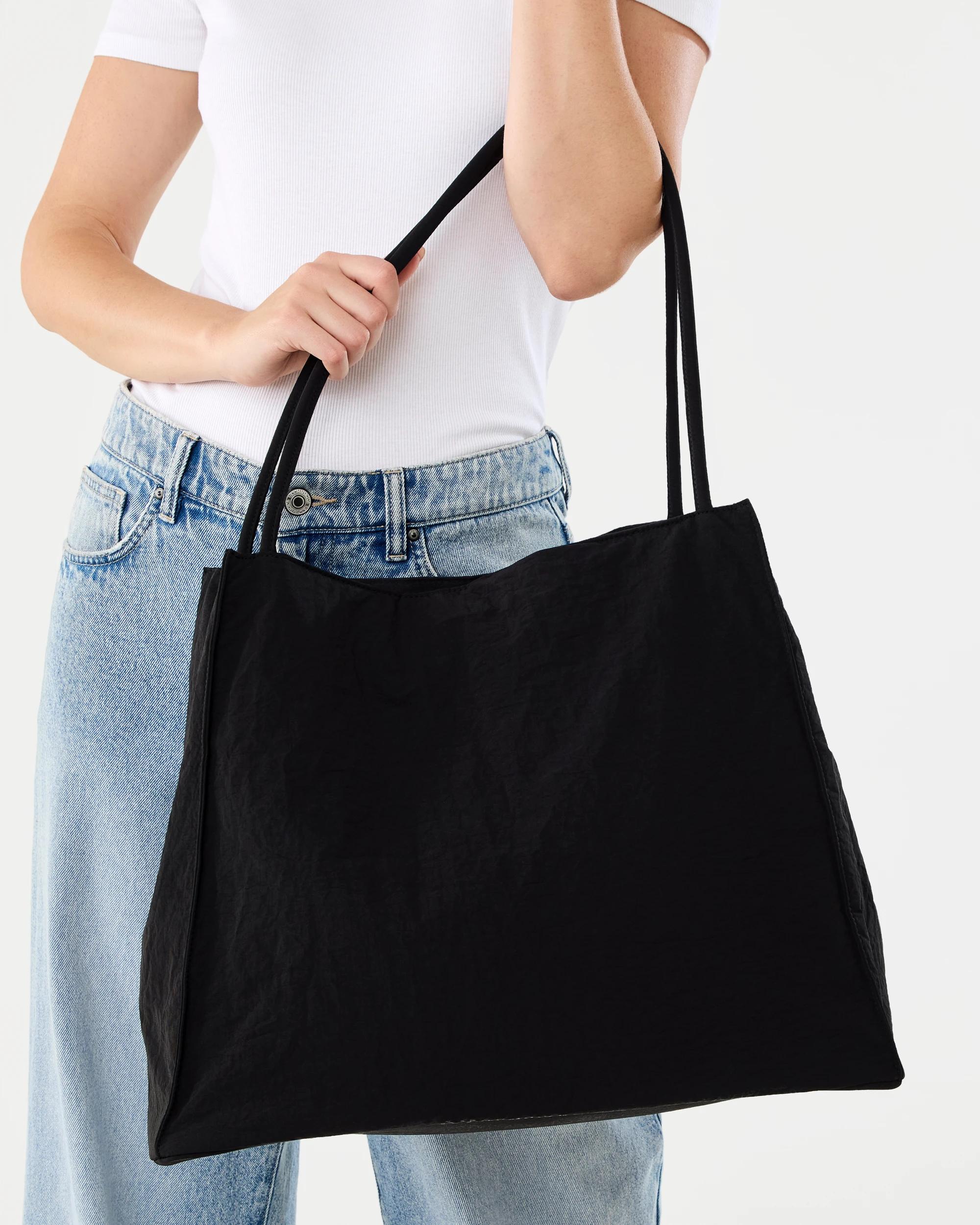 7 Nylon Shopper Tote Bag Black, 7 of 7