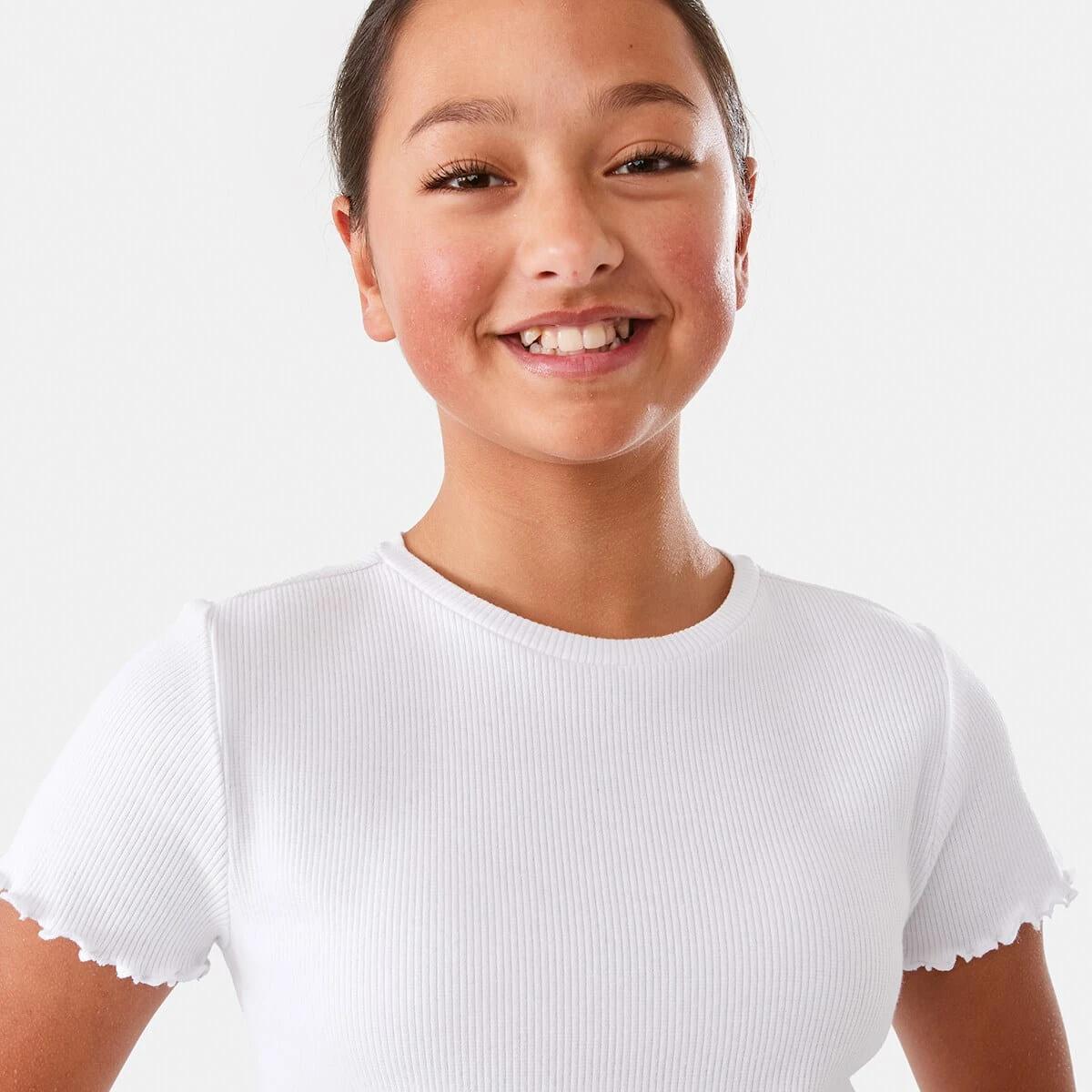 3 Short Sleeve Rib Top White, 3 of 10