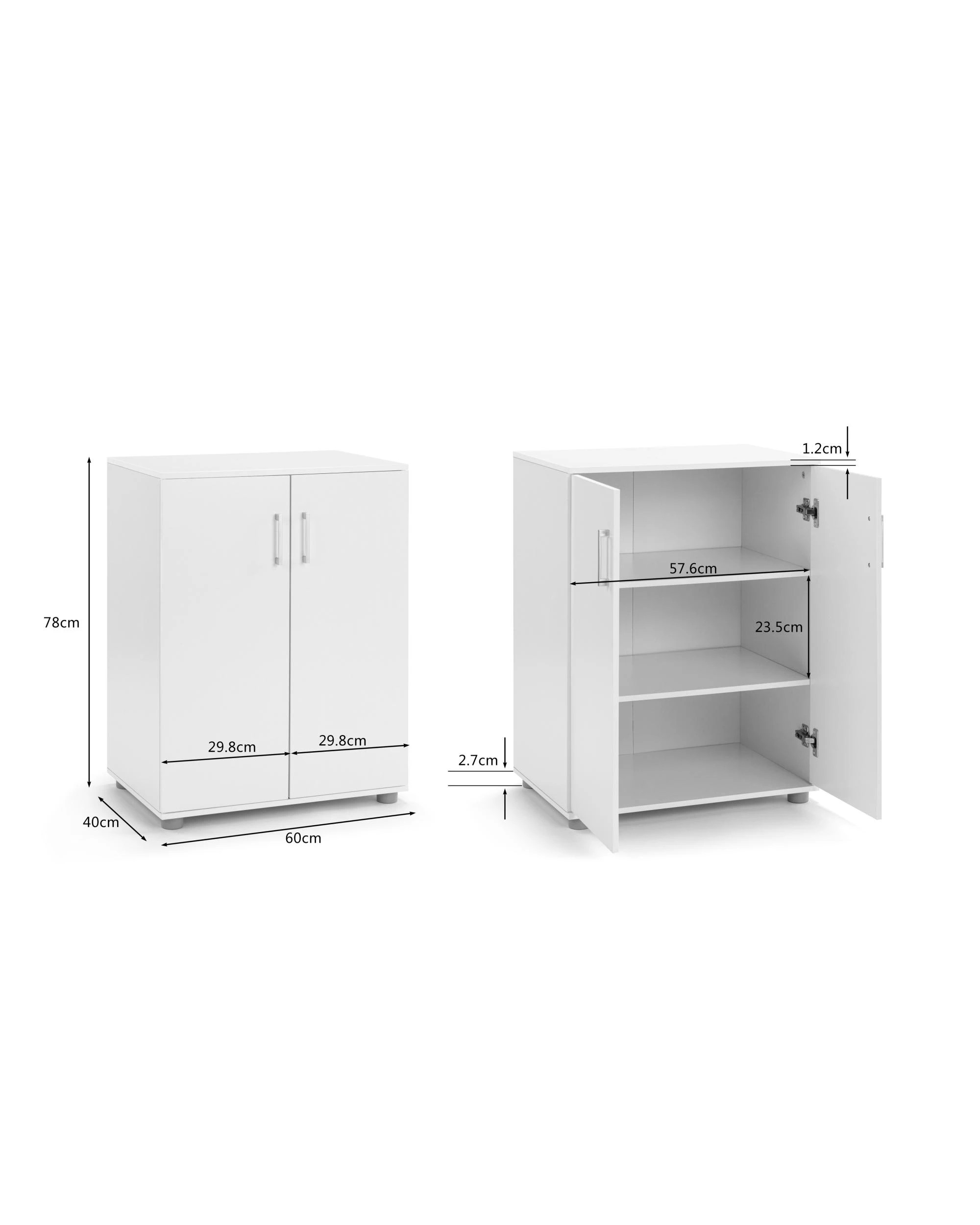 10 Kodu Pantry Cupboard General Storage Cabinet 2 Door 2 Tier Shelf Multipurpose - White, 10 of 10