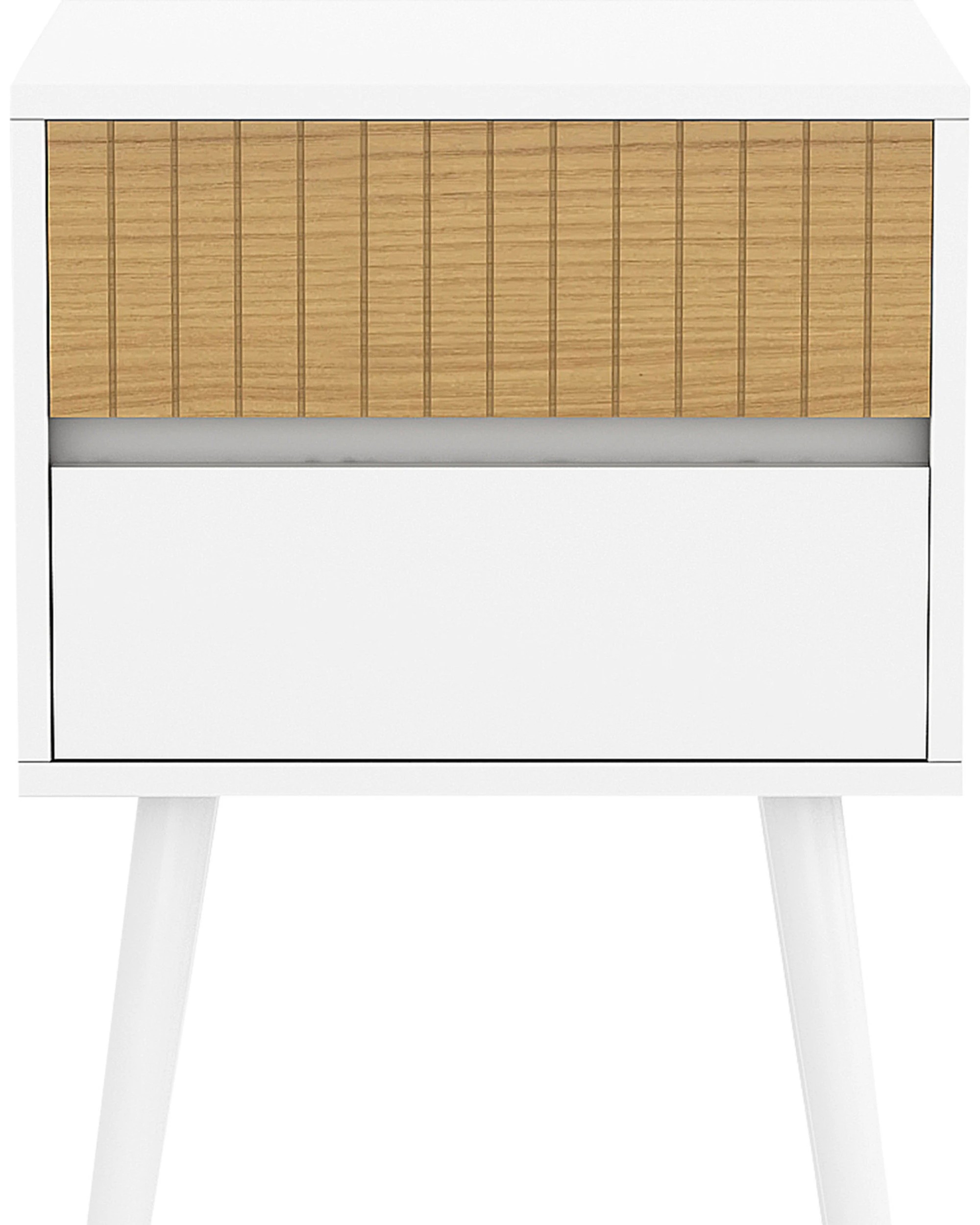 4 Sarantino Clio Bedside Table Night Stand - White Natural, 4 of 9