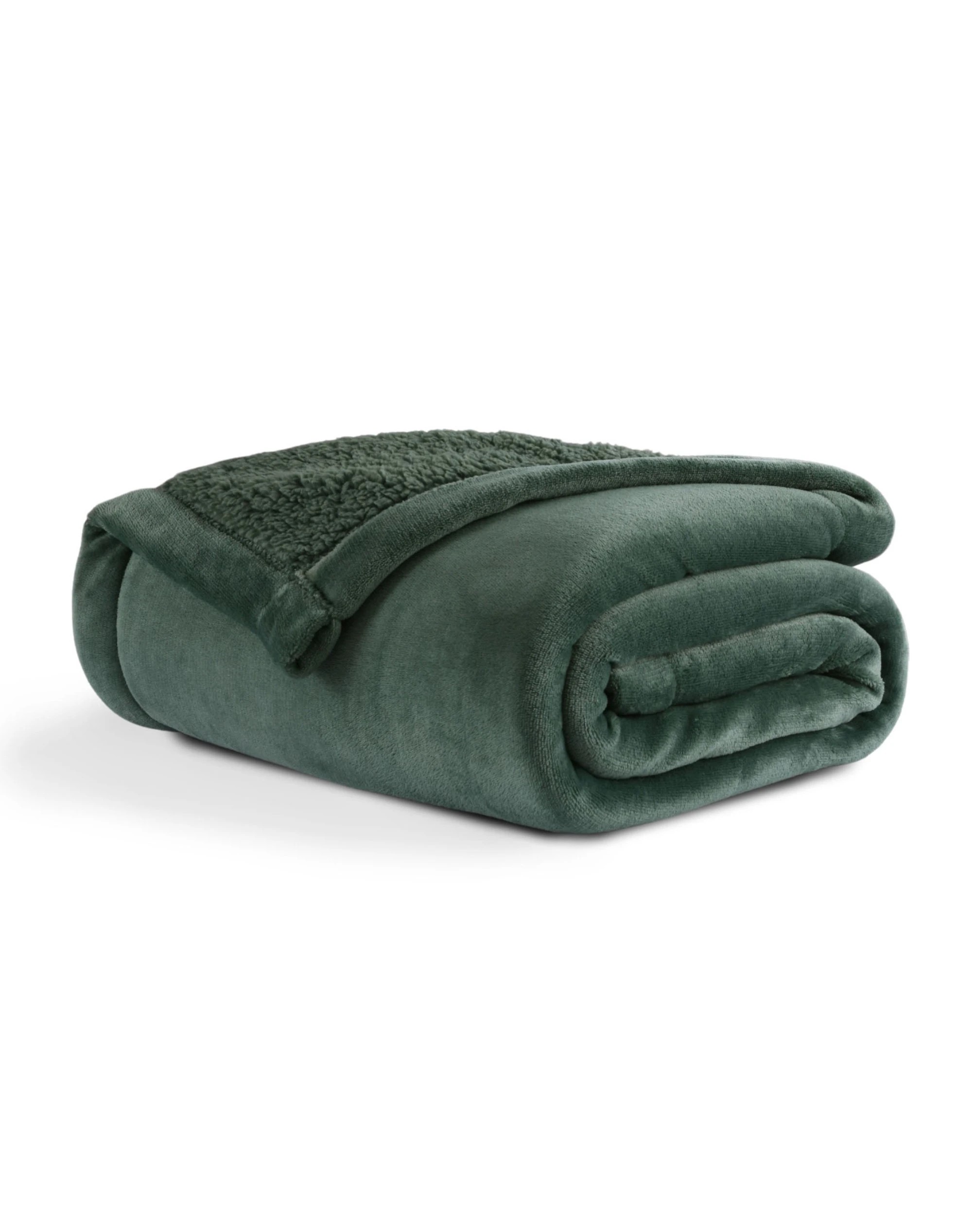 3 Serene Hudson Fleece and Sherpa Reverse Blanket 240x250cm (Queen/King Bed) - Leaf, 3 of 6