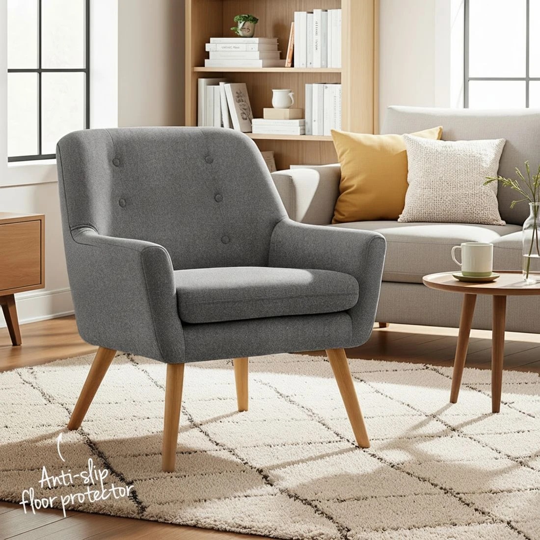 4 Artiss 2X Armchair Lounge Chair Accent Tub Chair - Grey, 4 of 5