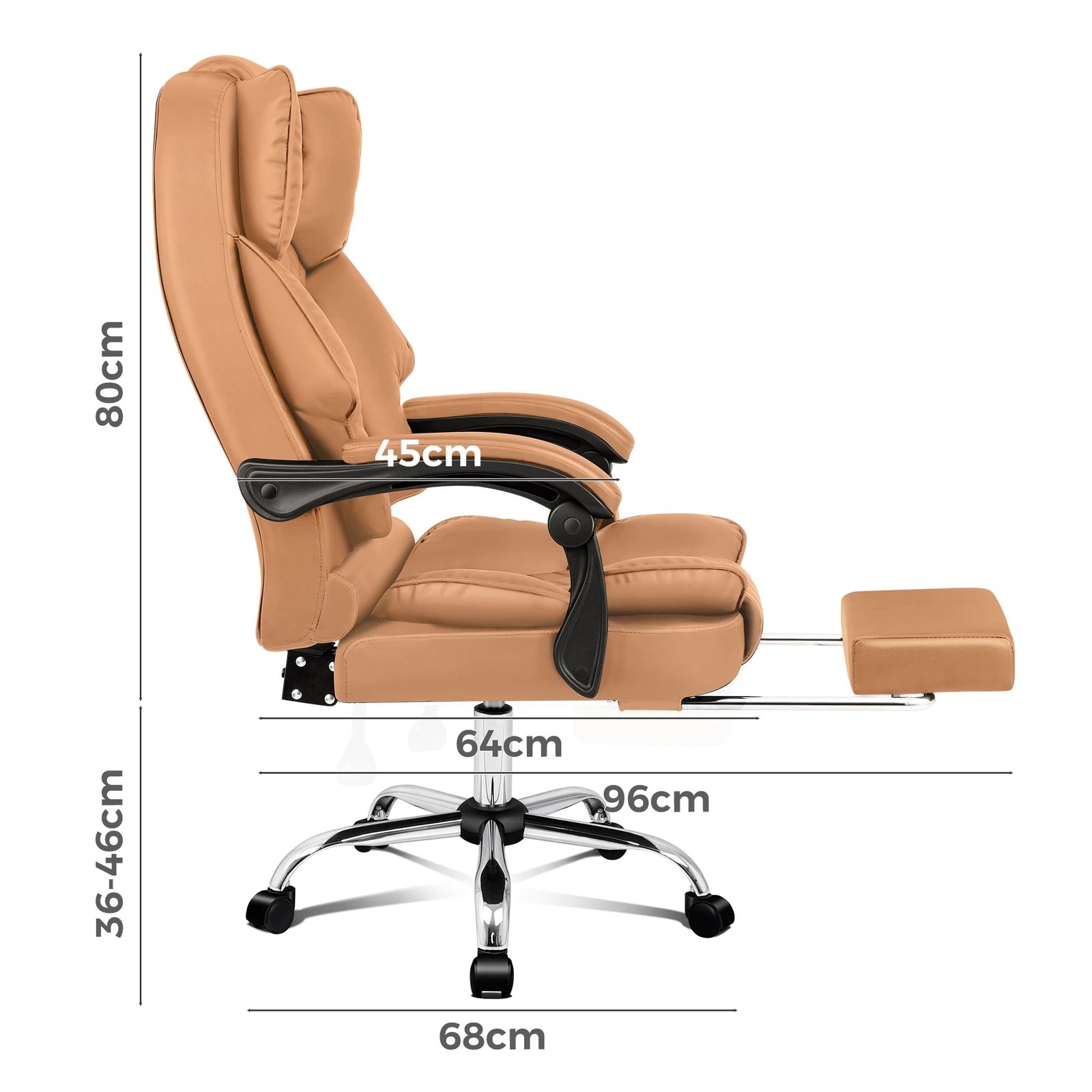 6 Alfordson Office Chair Gaming Executive Computer Racer PU Leather Seat Recliner - Brown, 6 of 10