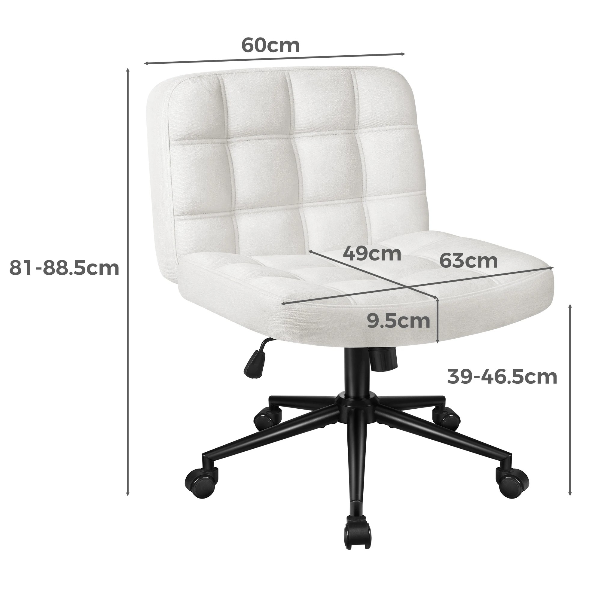 3 Alfordson Office Desk Chair Computer Armless Wide Seat Mid Back Chenille - White, 3 of 10
