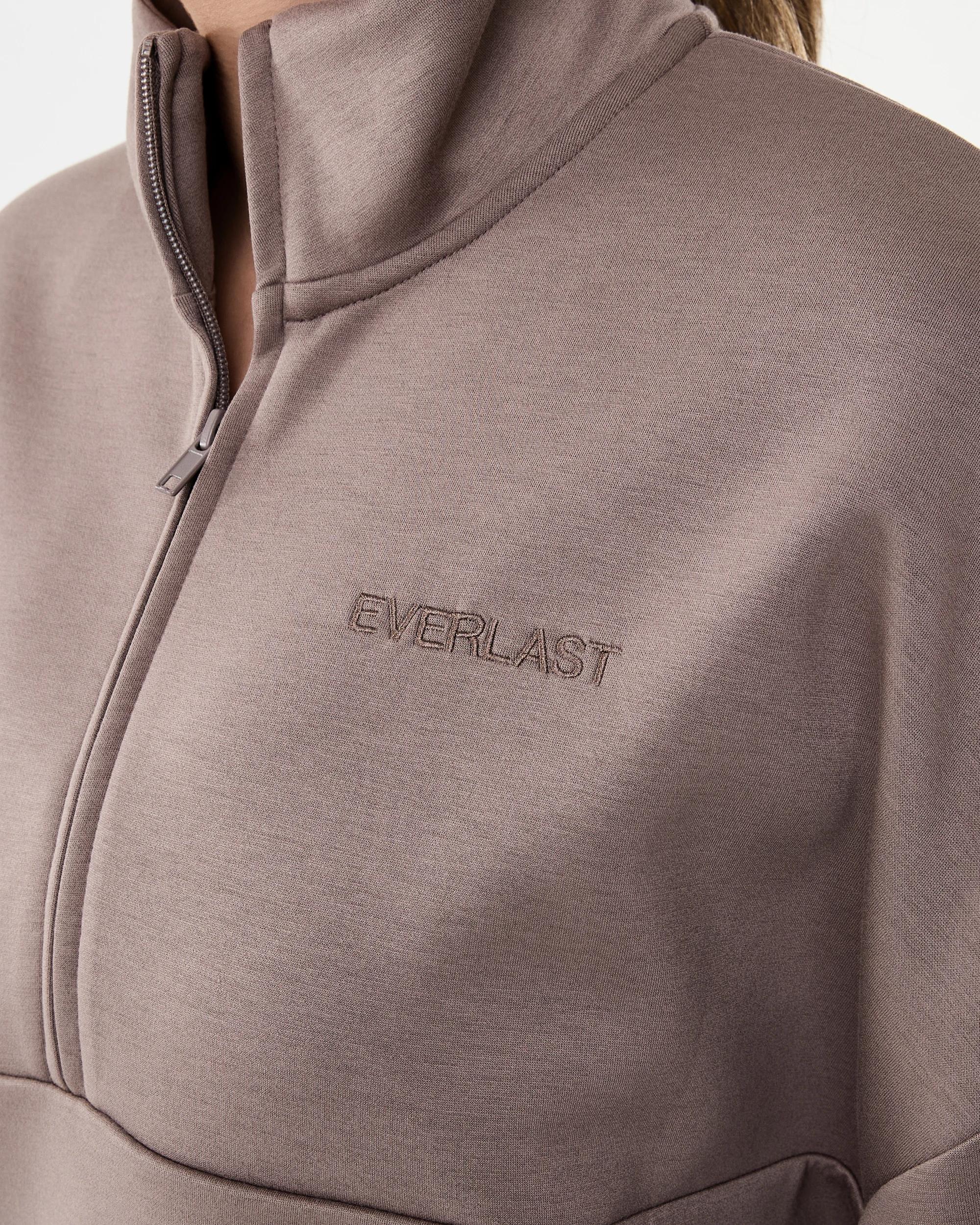 6 Everlast Womens Evercomfort 1/4 Zip Sweatshirt Mushroom, 6 of 7