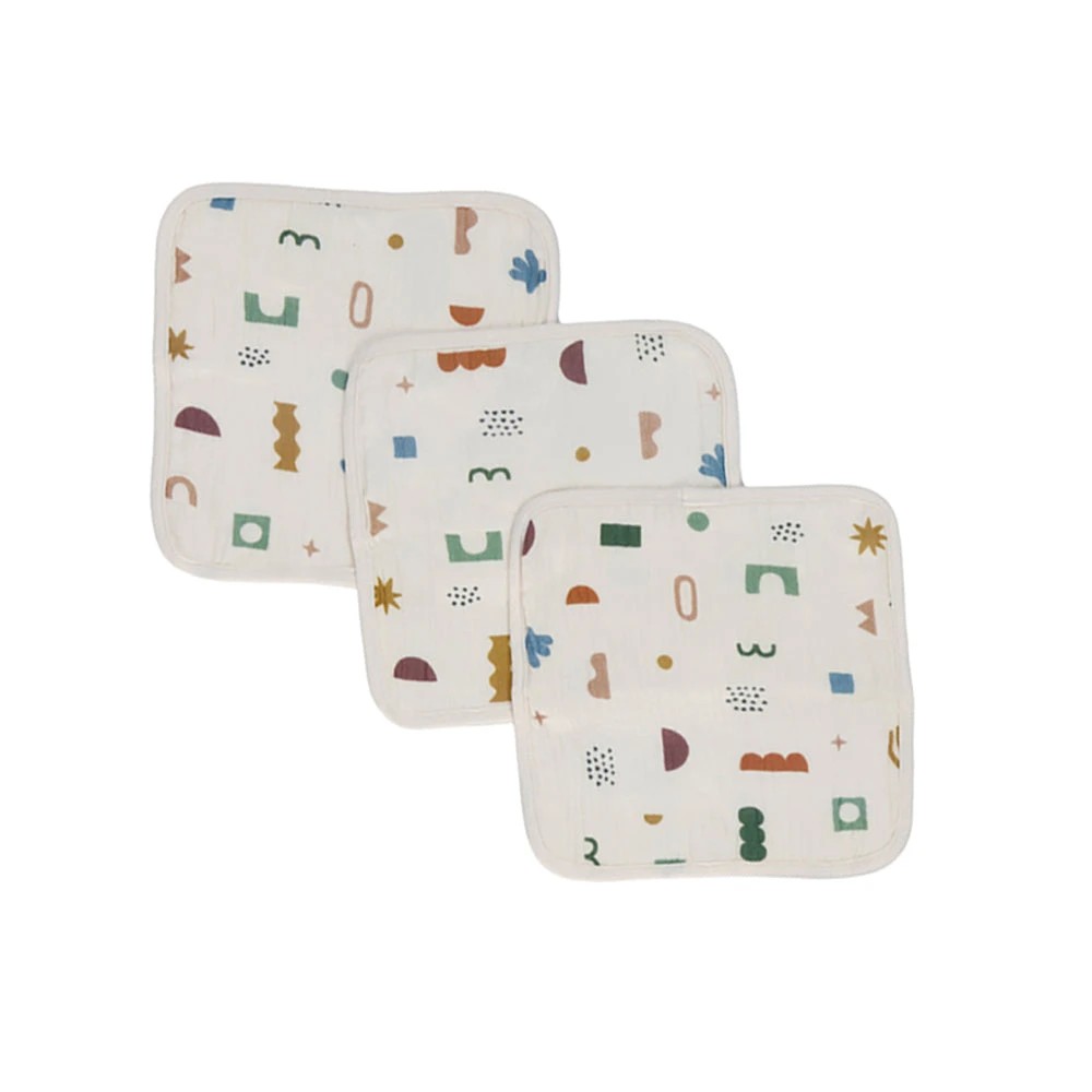 1 Living Textiles Geo Mod Muslin Baby Washcloths 3 Pack – Assorted, 1 of 3