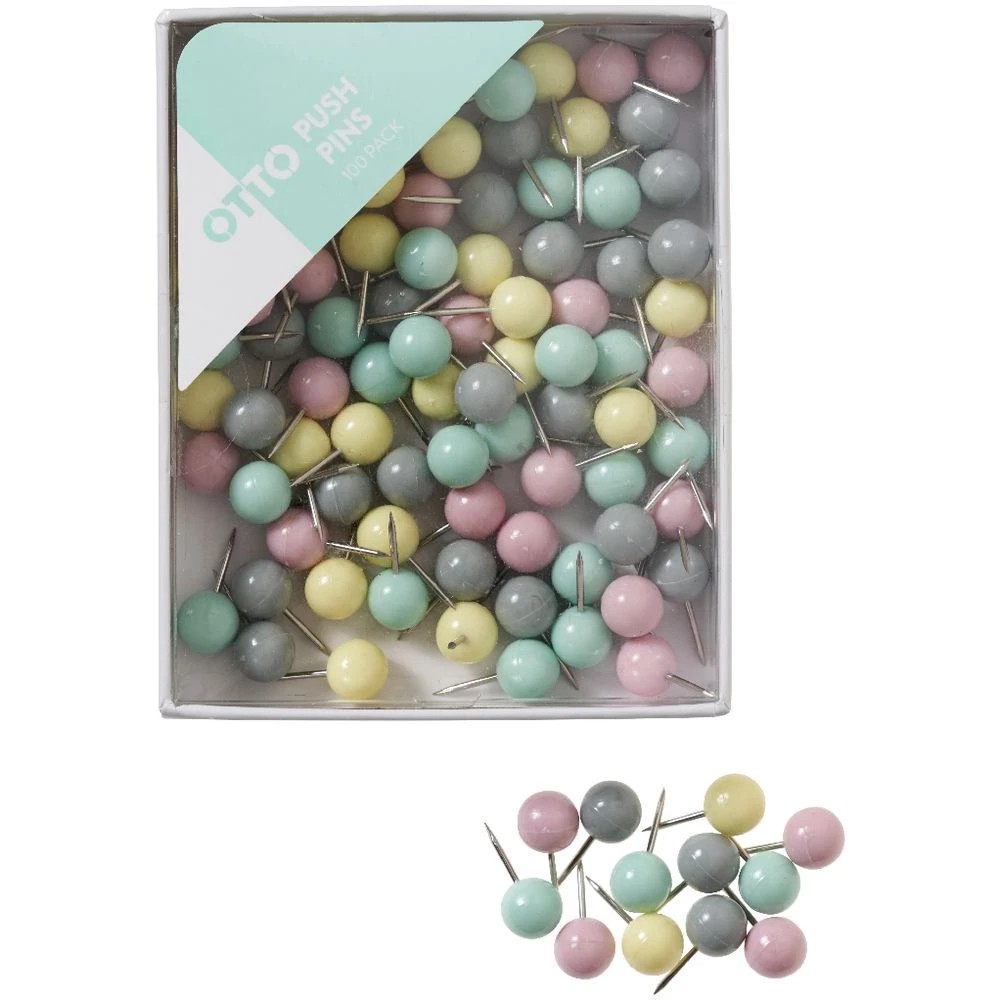 2 Otto Pushpin Round 100 Pack Pastel, 2 of 3