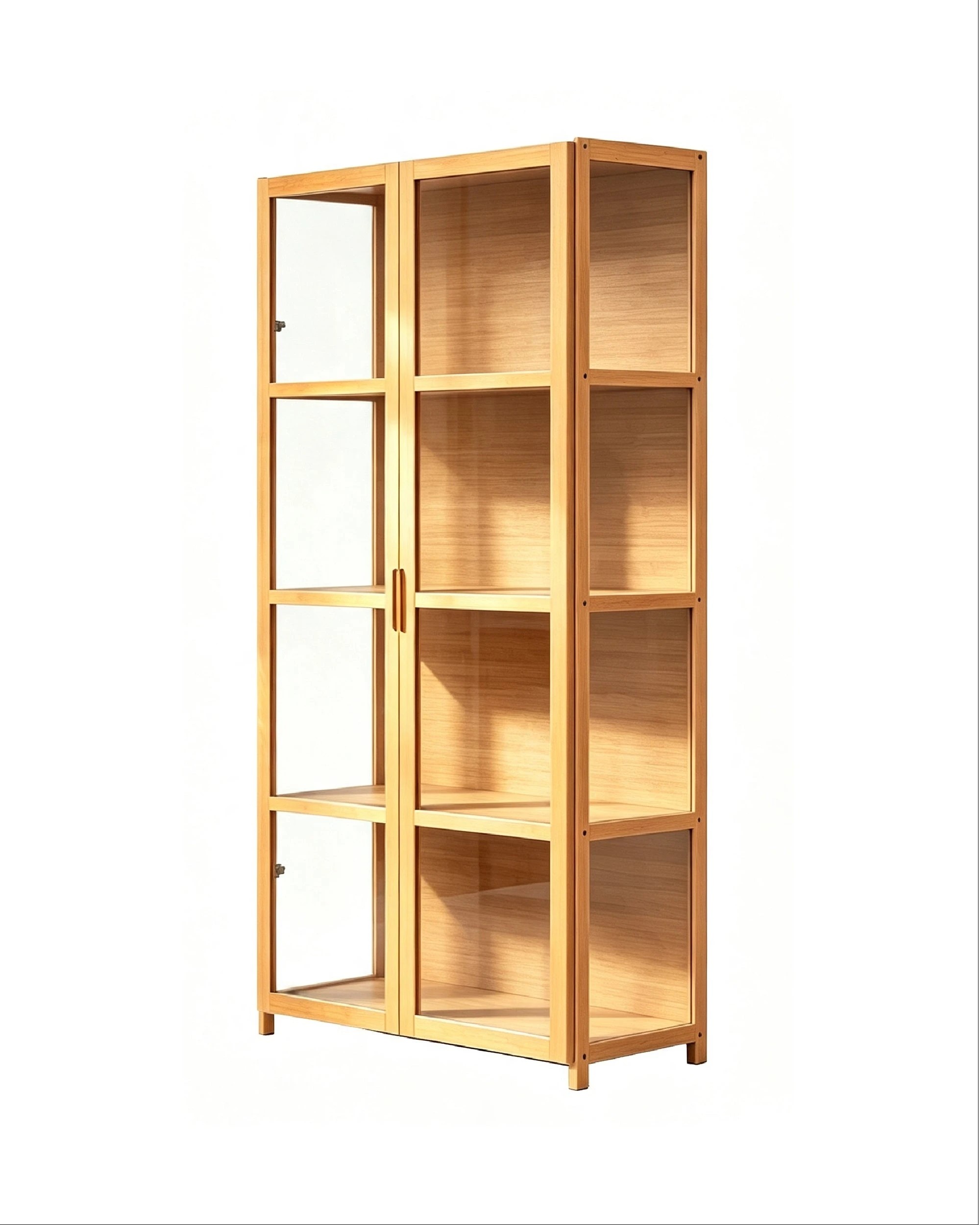 Foret 4tier Bamboo Storage Display Cabinet With Clear Double Doors 82cm ...