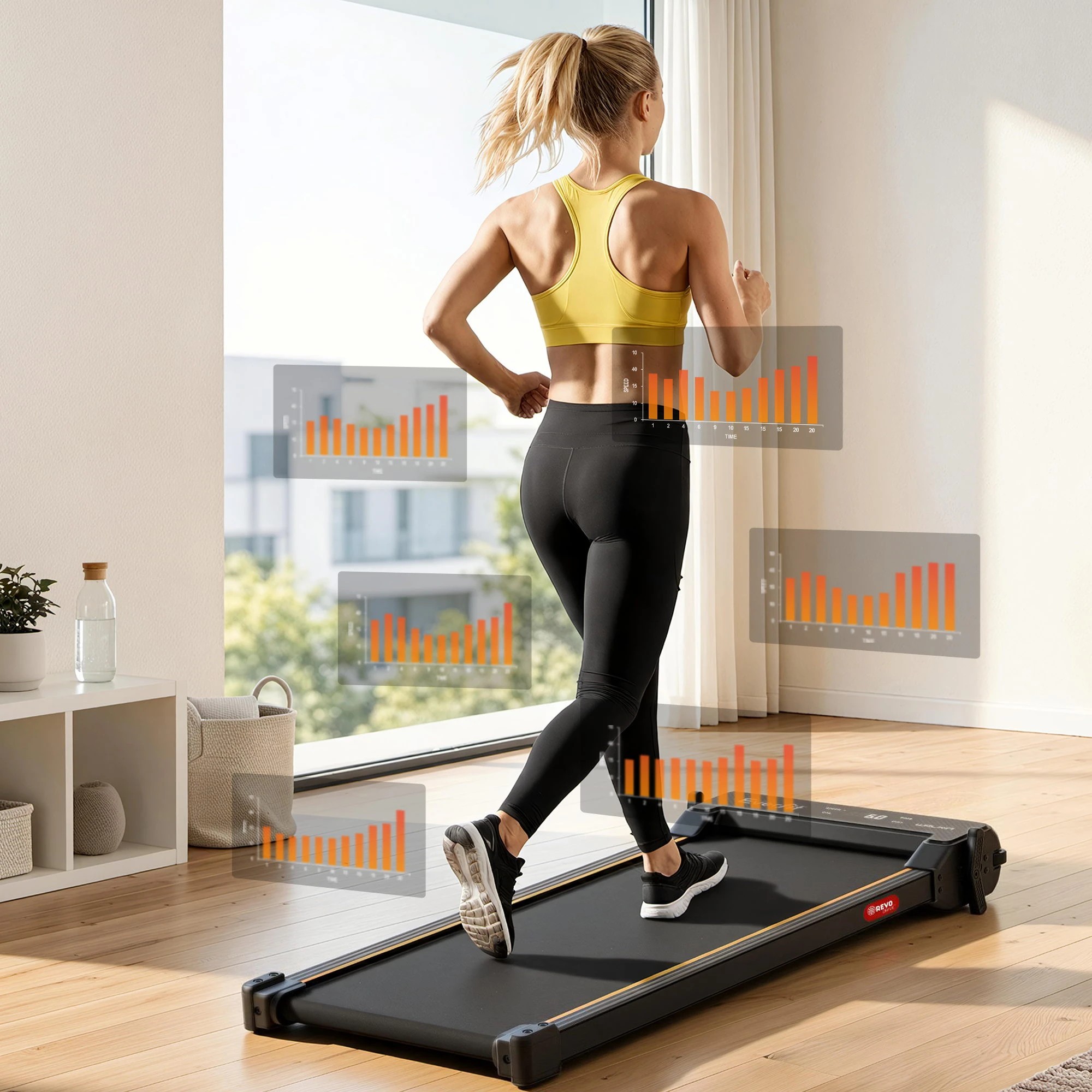 4 Everfit 2 in 1 Walking Pad Treadmill, Dual-Sided Under Desk with Foot Massage & App Control for Home Gym - Black, 4 of 9