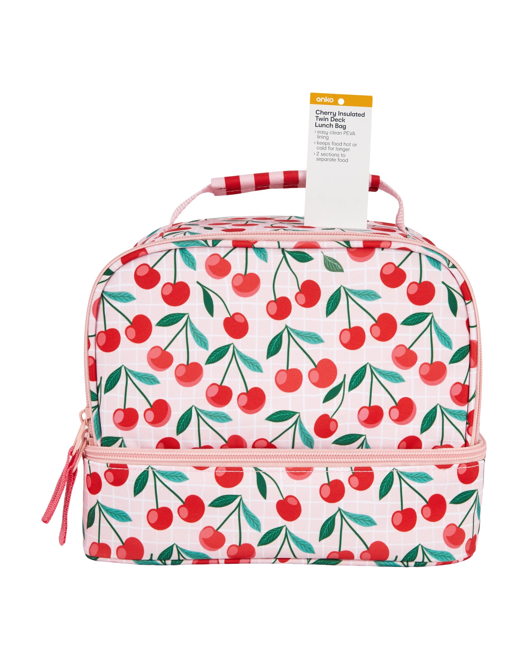 4 Cherry Insulated Twin Deck Lunch Bag, 4 of 4