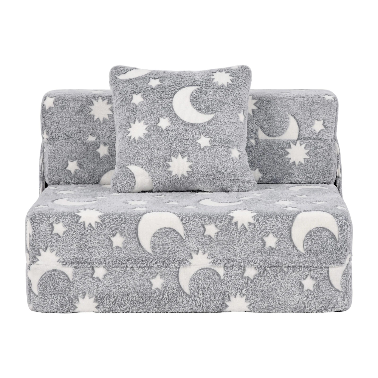 4 Advwin 3-in-1 Toddler Folding Sofa Bed with Pillow Sofa Lounger - Grey, 4 of 9