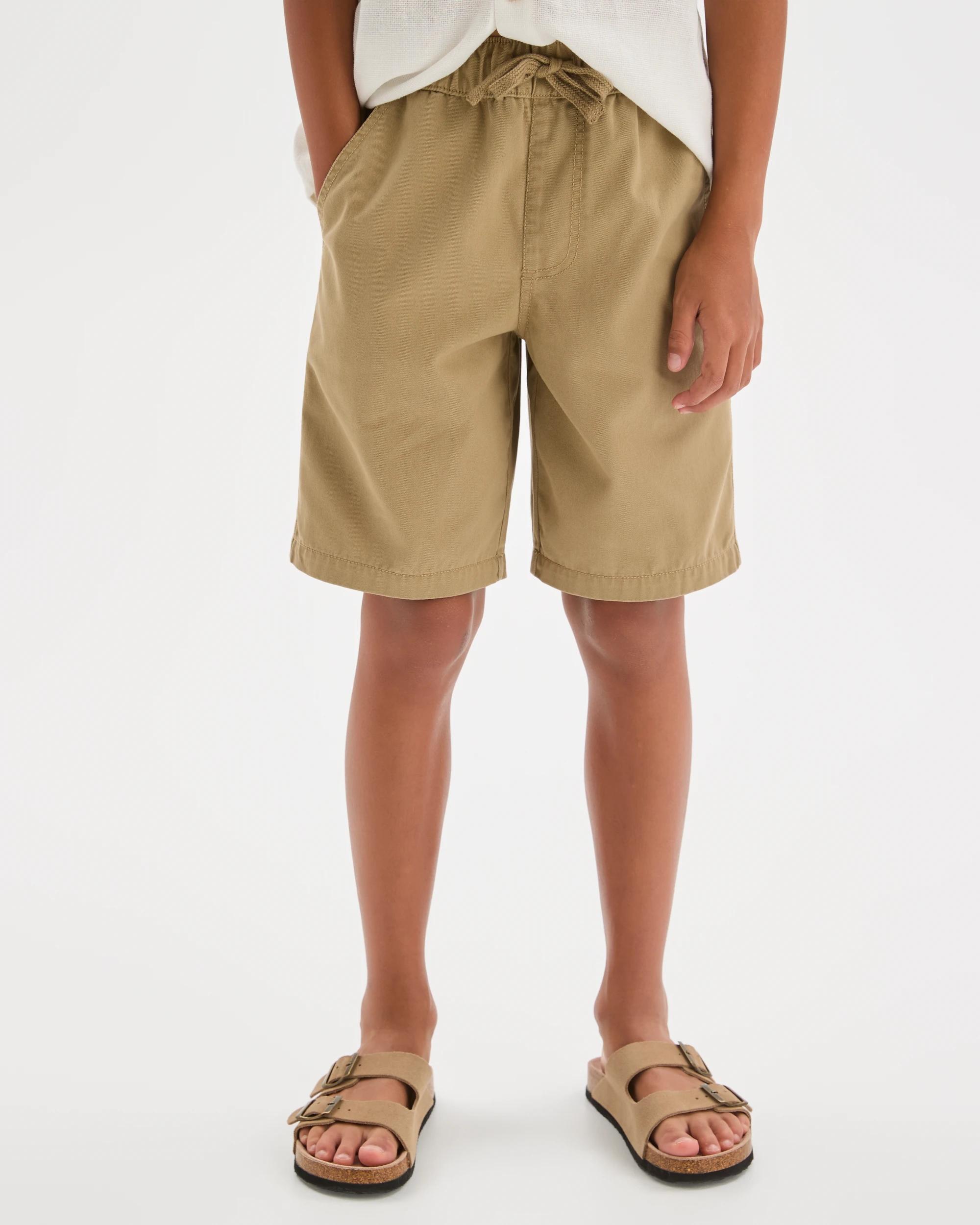 2 Target Kids Elastic Waist Chino Shorts NEUTRAL, 2 of 7