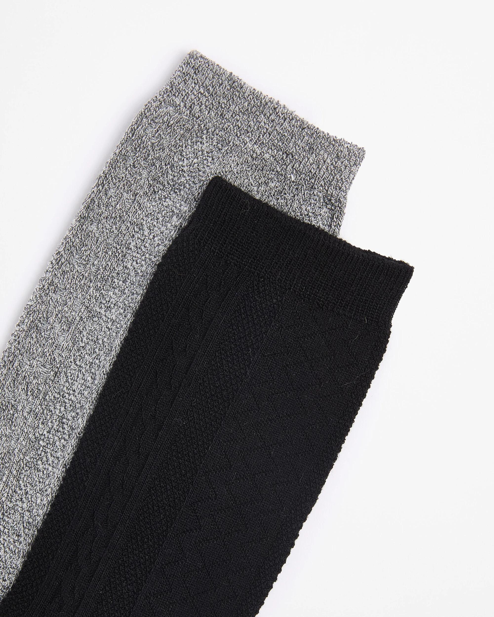 2 Target Woman Bamboo 2 Pack Cable Boot Socks BLACK, 2 of 3