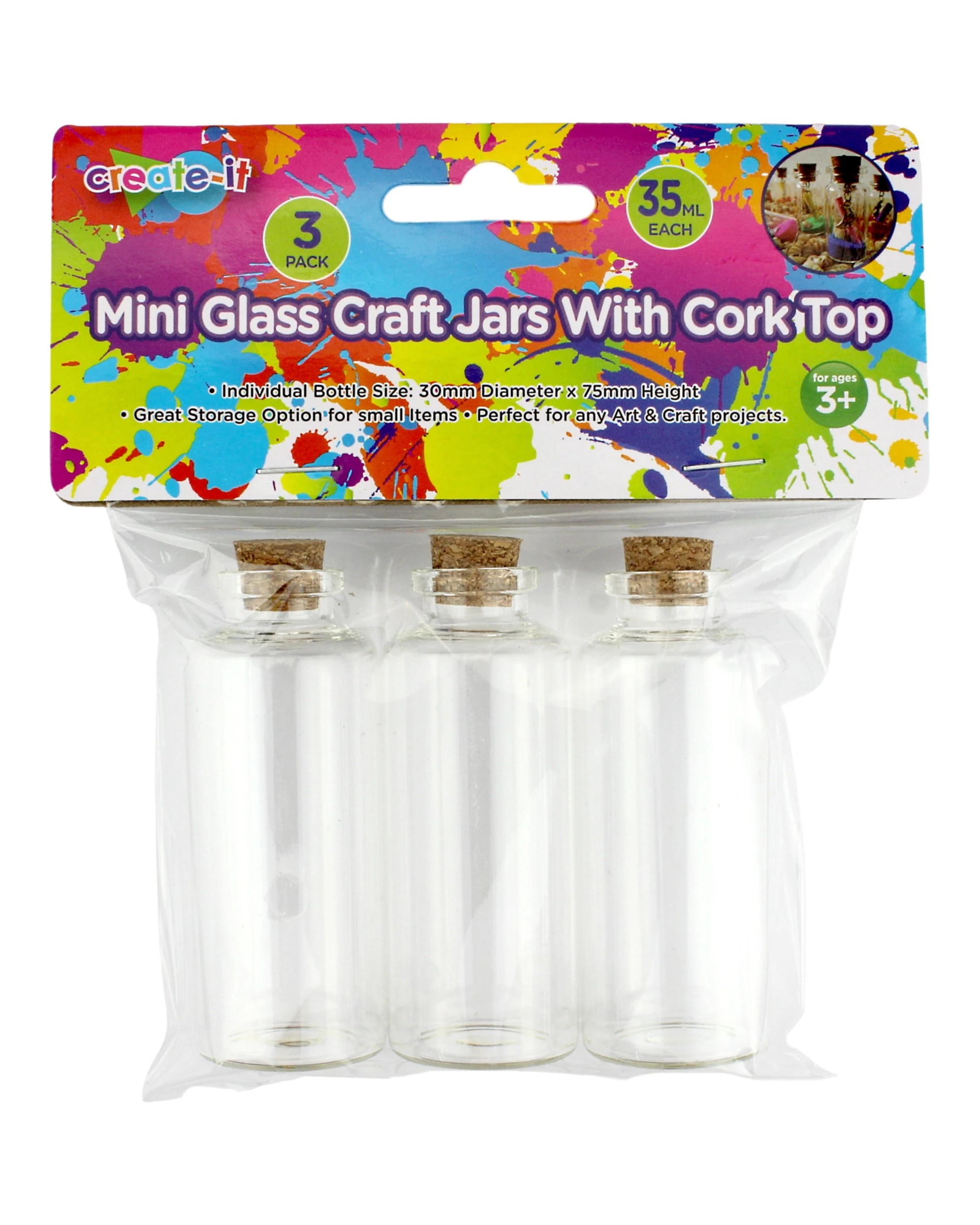 2 Durmaz Mini Glass Bottles 35ml  Pack of 3 - Clear, 2 of 3