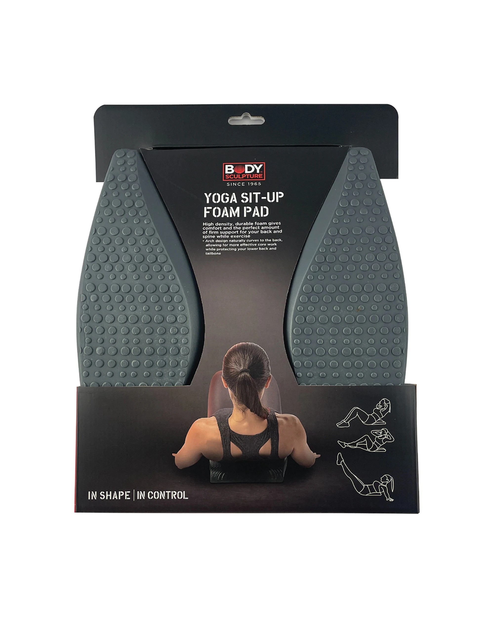 1 Body Sculpture Yoga Sit Up Foam Pad Back Support Contoured Design Non-Slip - Black, 1 of 1