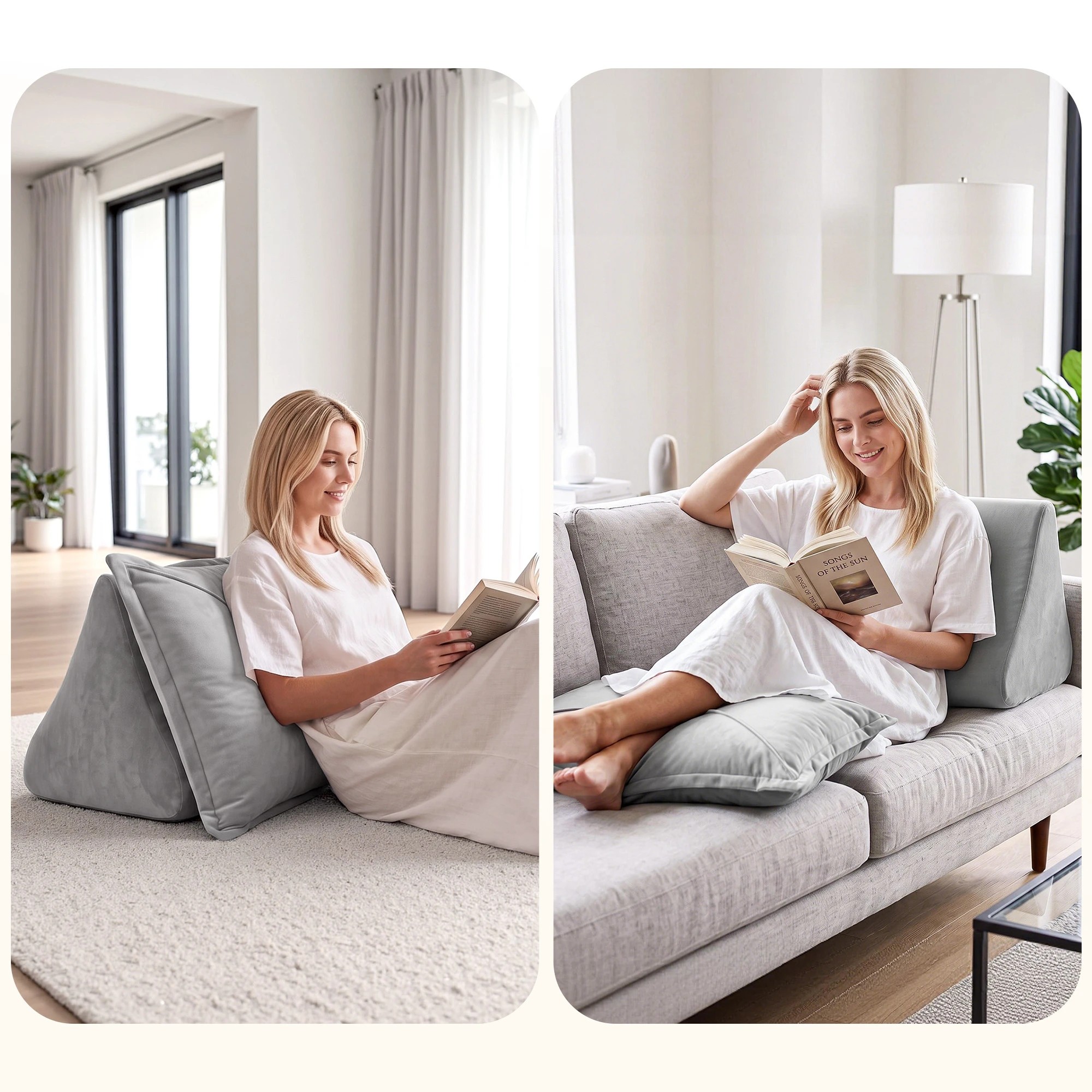 7 Giselle Bedding Wedge Pillow for Bed Sitting Up 25D High Density Foam Backrest - Silver, 7 of 10