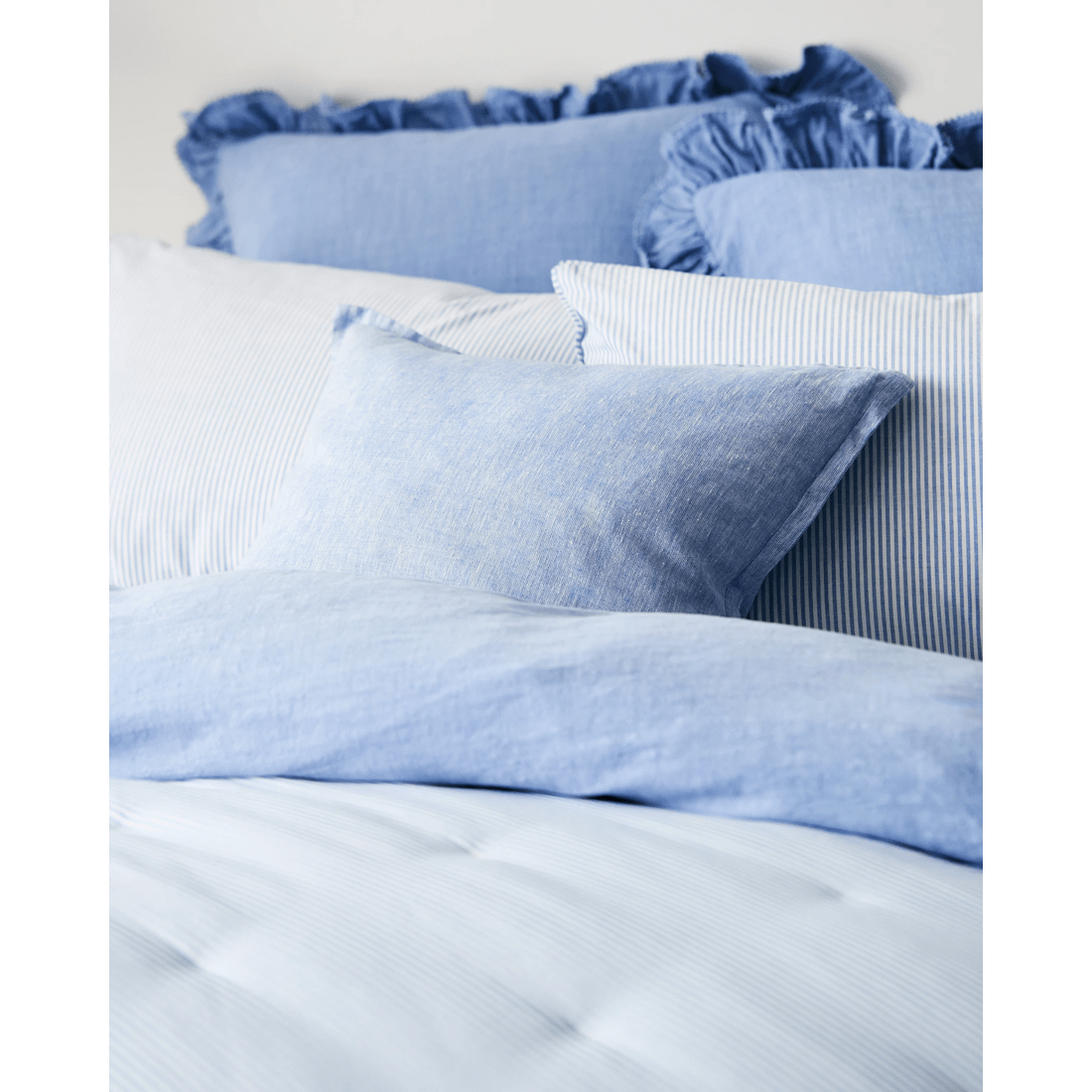3 Target Kiara Australian Cotton Textured Stonewash Ruffle European Pillowcase
 - Queen Bed
 - Blue, 3 of 5
