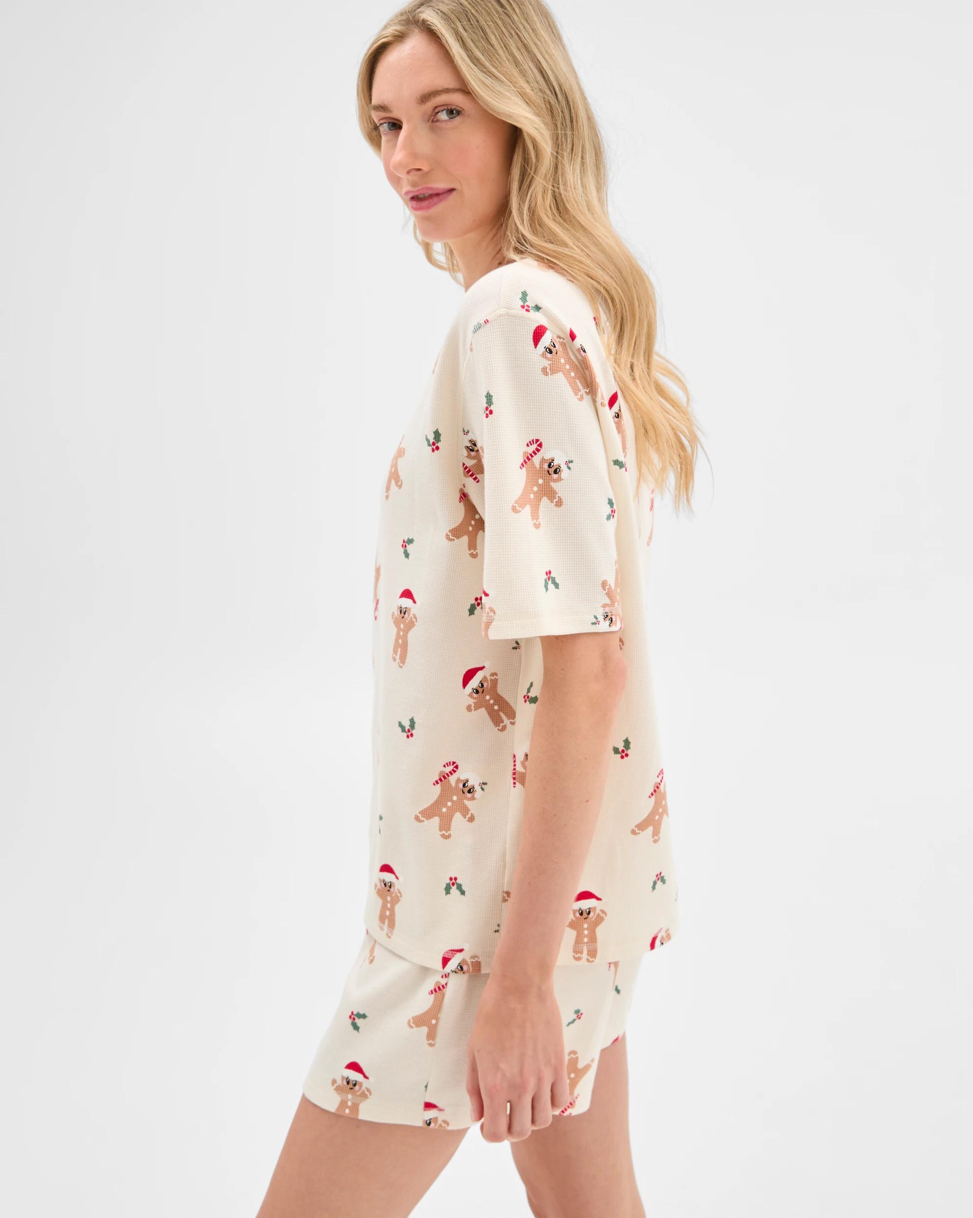 2 Target Family Matching Christmas Gingerbread Australian Cotton Womens Waffle Pyjama Set GINGERBREAD, 2 of 8